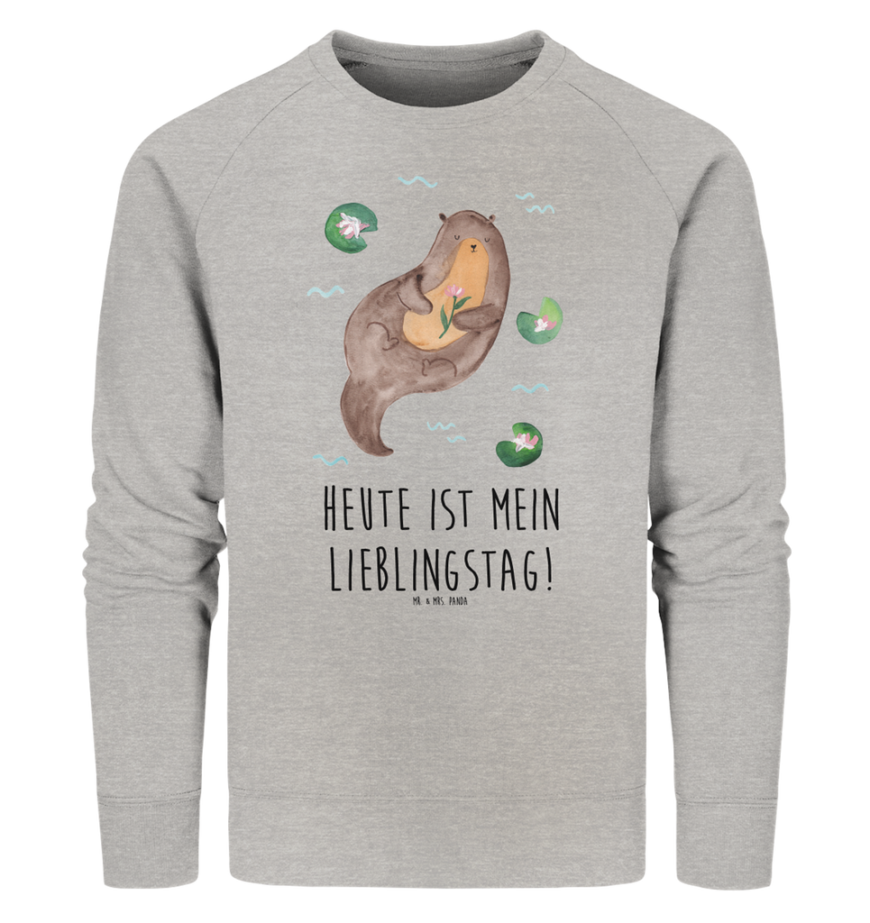 Organic Pullover Otter mit Seerose Pullover, Pullover Männer, Pullover Frauen, Sweatshirt, Sweatshirt Männer, Sweatshirt Frauen, Unisex, Otter, Fischotter, Seeotter, Otter Seeotter See Otter