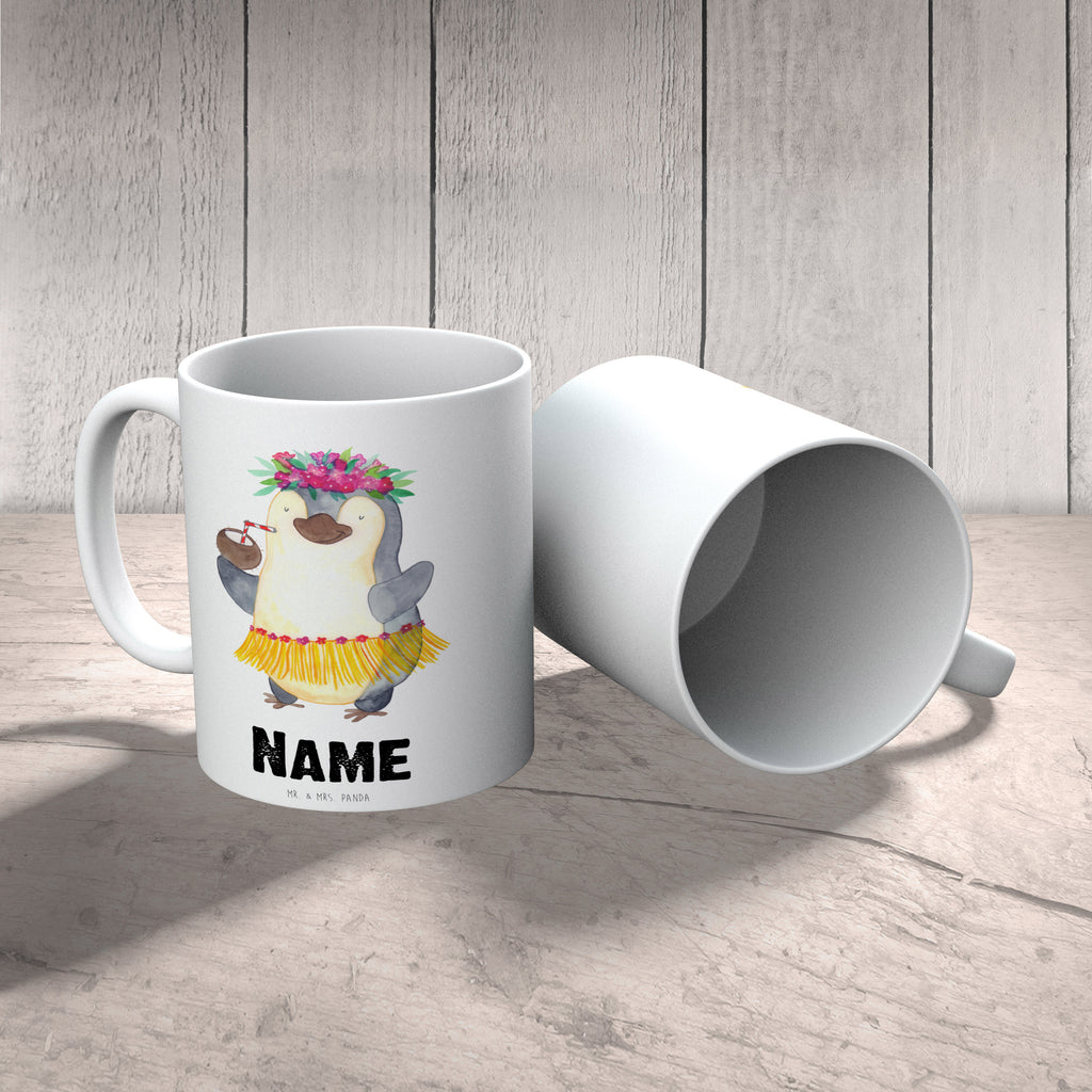 Personalisierte Tasse Pinguin Kokosnuss Personalisierte Tasse, Namenstasse, Wunschname, Personalisiert, Tasse, Namen, Drucken, Tasse mit Namen, Pinguin, Aloha, Hawaii, Urlaub, Kokosnuss, Pinguine