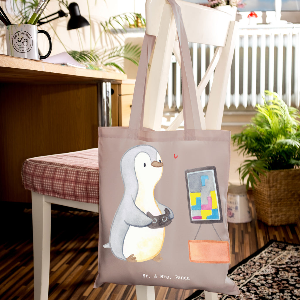 Tragetasche Pinguin Zocken Medizin Beuteltasche, Beutel, Einkaufstasche, Jutebeutel, Stoffbeutel, Geschenk, Sport, Sportart, Hobby, Schenken, Danke, Dankeschön, Auszeichnung, Gewinn, Sportler, Zocken, Gaming, Videospiele, Videogames