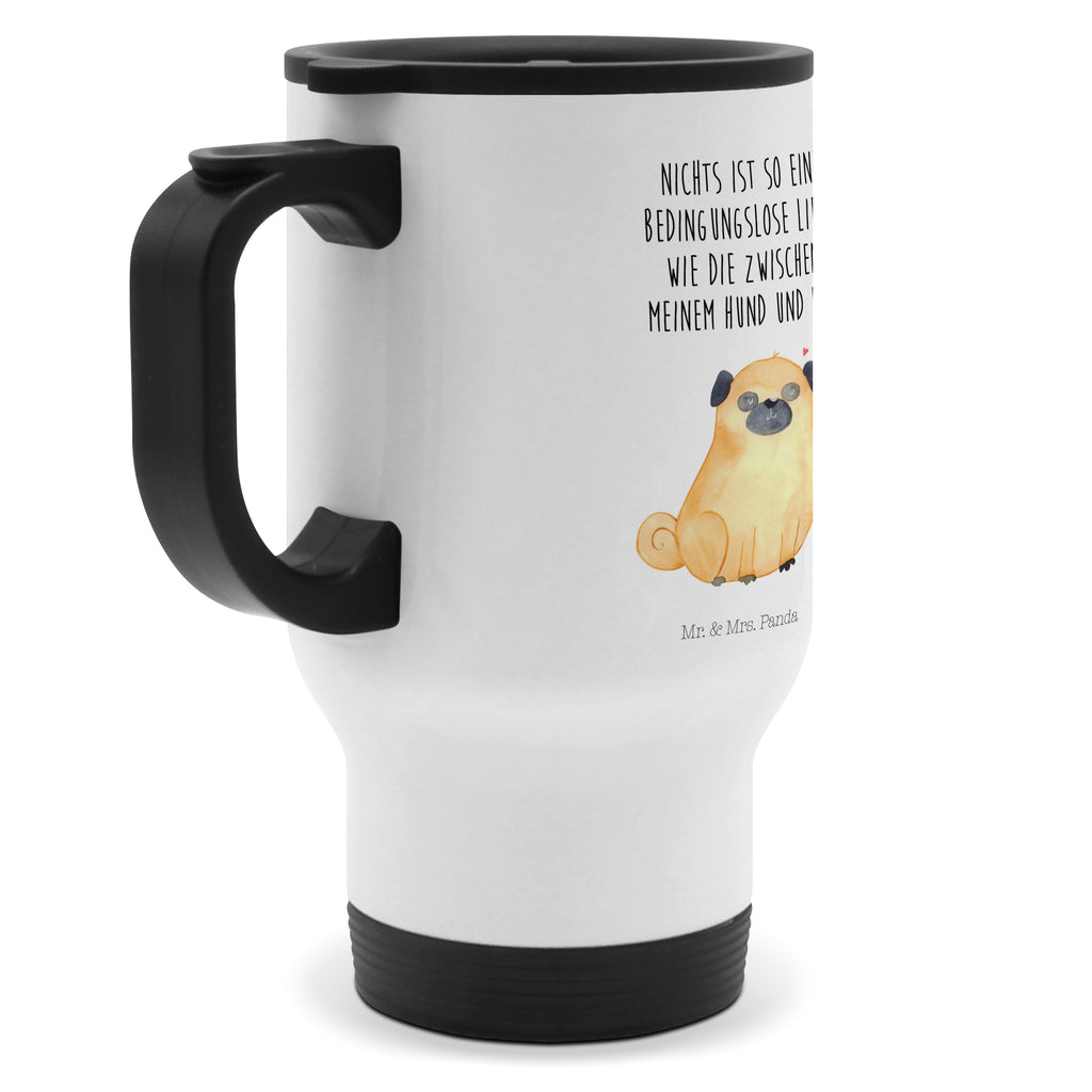 Thermobecher Mops Thermobecher, To Go Becher, Thermotasse, Kaffeebecher, Isolierbecher, Thermobecher To Go, Warmhaltetasse, Edelstahlbecher, Reisebecher, Tasse mit Deckel, Thermobecher für 400 ml, Kaffeetasse zum Mitnehmen, Tasse zum Mitnehmen, Spülmaschinenfest, Hund, Hundemotiv, Haustier, Hunderasse, Tierliebhaber, Hundebesitzer, Sprüche, Mops, Liebe, Hundeliebe