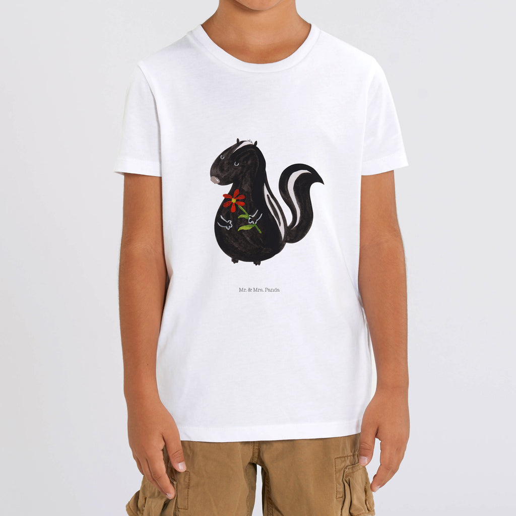 Organic Kinder T-Shirt Stinktier Blume Kinder T-Shirt, Kinder T-Shirt Mädchen, Kinder T-Shirt Jungen, Stinktier, Skunk, Wildtier, Raubtier, Stinker, Stinki, Tagträumer, verträumt, Dreams, Träume