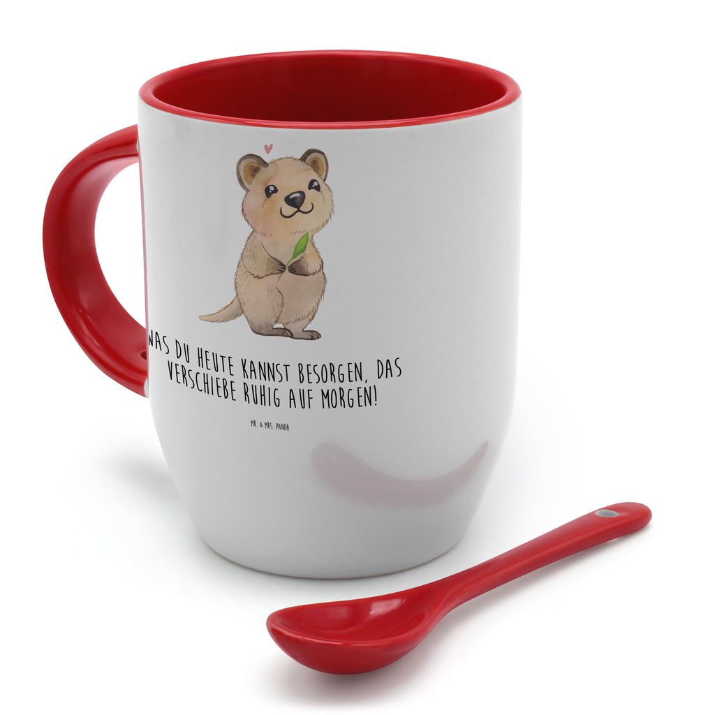 Tasse mit Löffel Quokka Happy Tasse, Kaffeetasse, Tassen, Tasse mit Spruch, Kaffeebecher, Tasse mit Löffel, Tiermotive, Gute Laune, lustige Sprüche, Tiere, Quokka, Verschieben, Aufschieberitis, Lustiger Spruch, Niedliches Tier, Dinge erledigen