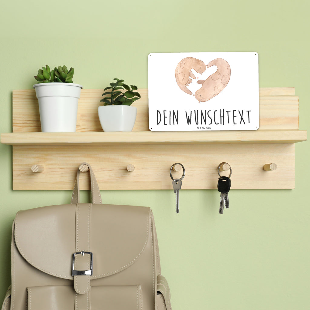 Personalisiertes Blechschild Otter Herz Blechschild, Metallschild, Geschenk Schild, Schild, Magnet-Metall-Schild, Deko Schild, Wandschild, Wand-Dekoration, Türschild, Otter, Fischotter, Seeotter, Liebe, Herz, Liebesbeweis, Liebesgeschenk, Bessere Hälfte, Love you, Jahrestag, Hochzeitstag, Verlobung, gemeinsames Leben