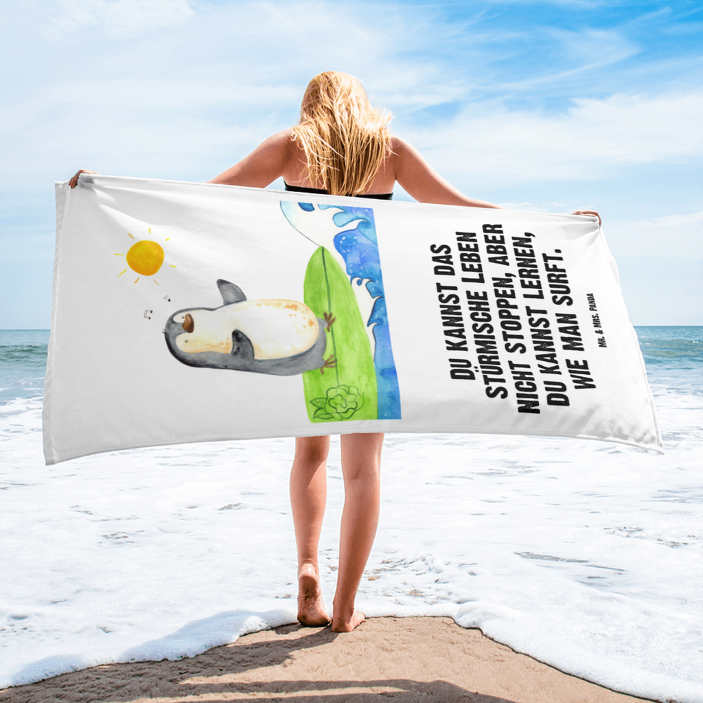 XL Badehandtuch Pinguin Surfer Handtuch, Badetuch, Duschtuch, Strandtuch, Saunatuch, Pinguin, Pinguine, surfen, Surfer, Hawaii, Urlaub, Wellen, Wellen reiten, Portugal