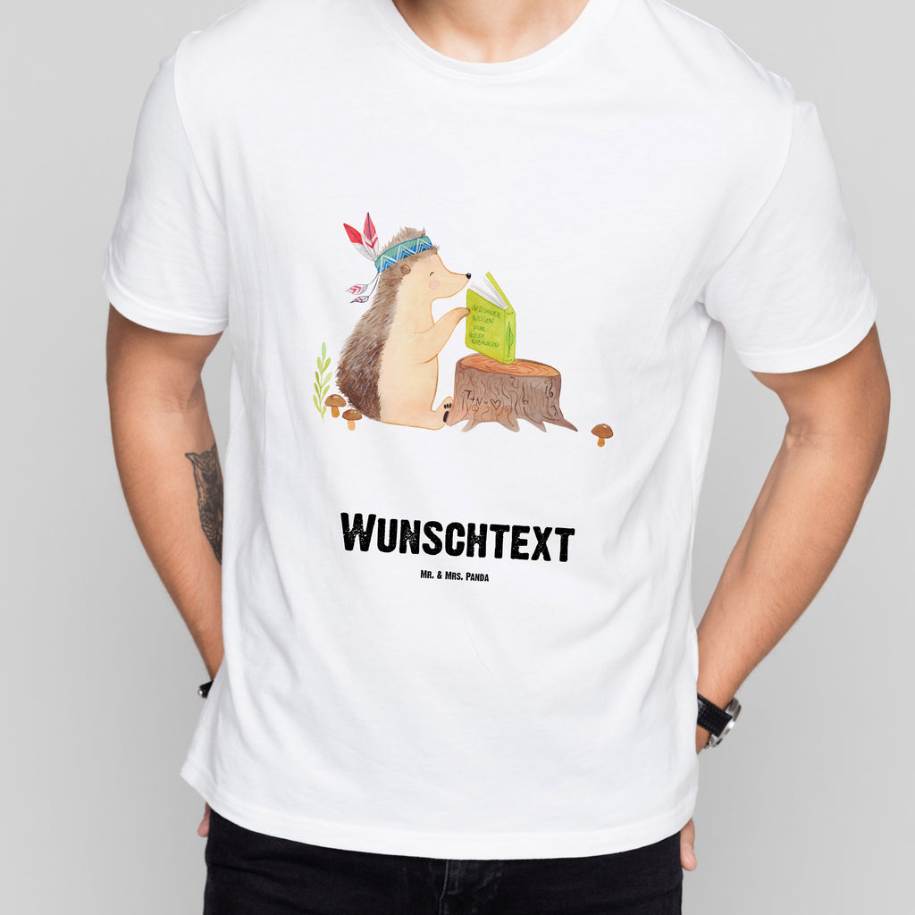 Personalisiertes T-Shirt Igel Federschmuck T-Shirt Personalisiert, T-Shirt mit Namen, T-Shirt mit Aufruck, Männer, Frauen, Waldtiere, Tiere, Igel, Indianer, Abenteuer, Lagerfeuer, Camping