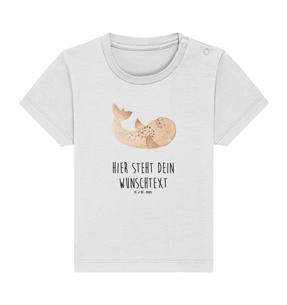 Personalisiertes Baby Shirt Robbe Liegen Personalisiertes Baby T-Shirt, Personalisiertes Jungen Baby T-Shirt, Personalisiertes Mädchen Baby T-Shirt, Personalisiertes Shirt, Tiermotive, Gute Laune, lustige Sprüche, Tiere, Robbe, Robben, Seehund, Strand, Meerestier, Ostsee, Nordsee, Lachen, Freude