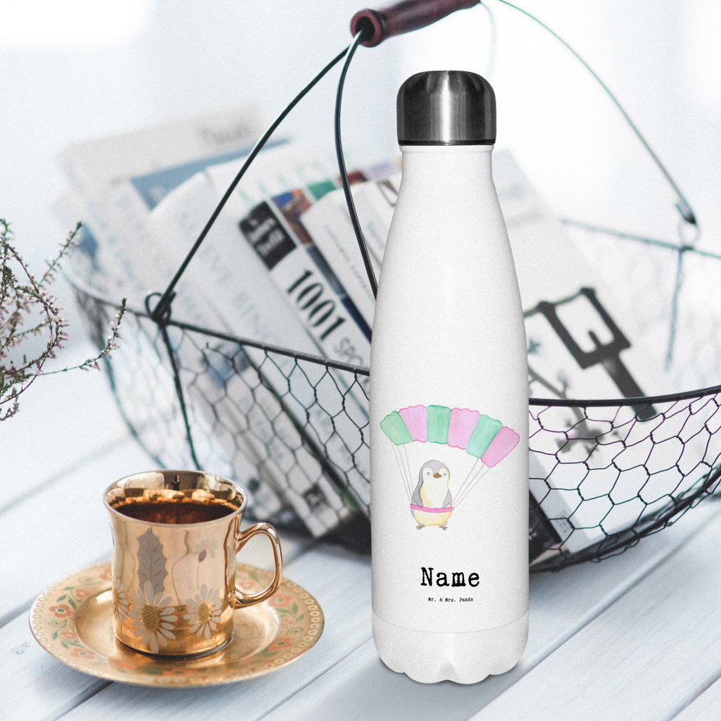 Personalisierte Thermosflasche Pinguin Fallschirm springen Personalisierte Isolierflasche, Personalisierte Thermoflasche, Personalisierte Trinkflasche, Trinkflasche Mit Namen, Wunschname, Bedrucken, Namensflasche, Geschenk, Sport, Sportart, Hobby, Schenken, Danke, Dankeschön, Auszeichnung, Gewinn, Sportler, Fallschirmspringen, Skydive, Fallschirmsprung