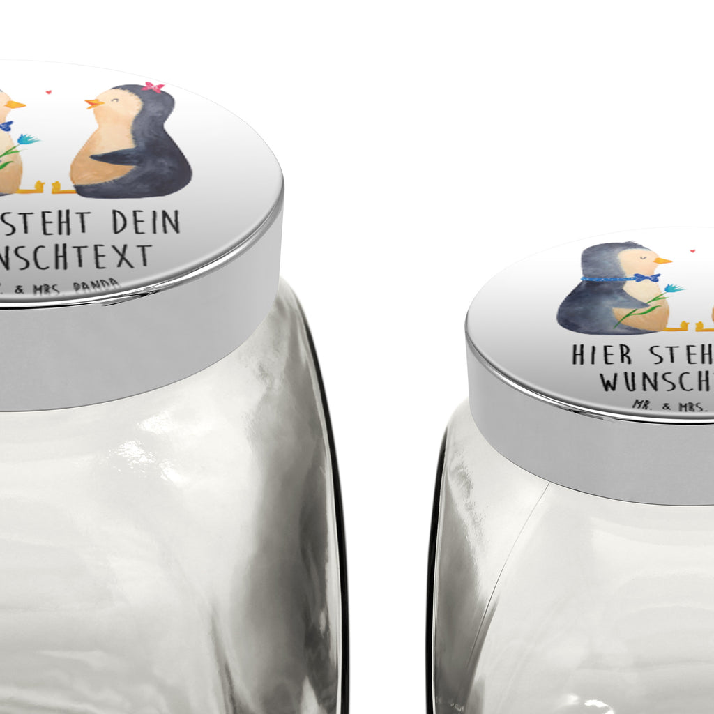 Personalisiertes Bonbonglas Pinguin Pärchen Vorratsdose, Vorratsbehälter, Süßigkeitenglas, Süßigkeitendose, Kaffeedose, Müslidose, Teedose, Keksbehälter, Keksedose, Glasdose, Glasbälter, Vorratsglas, Küchenbehälter, Aufbewahrungsdose, Aufbewahungsglas, Gewürzdose, Küchenorganizer, Snackdose, Pinguin, Pinguine, Liebe, Liebespaar, Liebesbeweis, Liebesgeschenk, Verlobung, Jahrestag, Hochzeitstag, Hochzeit, Hochzeitsgeschenk, große Liebe, Traumpaar