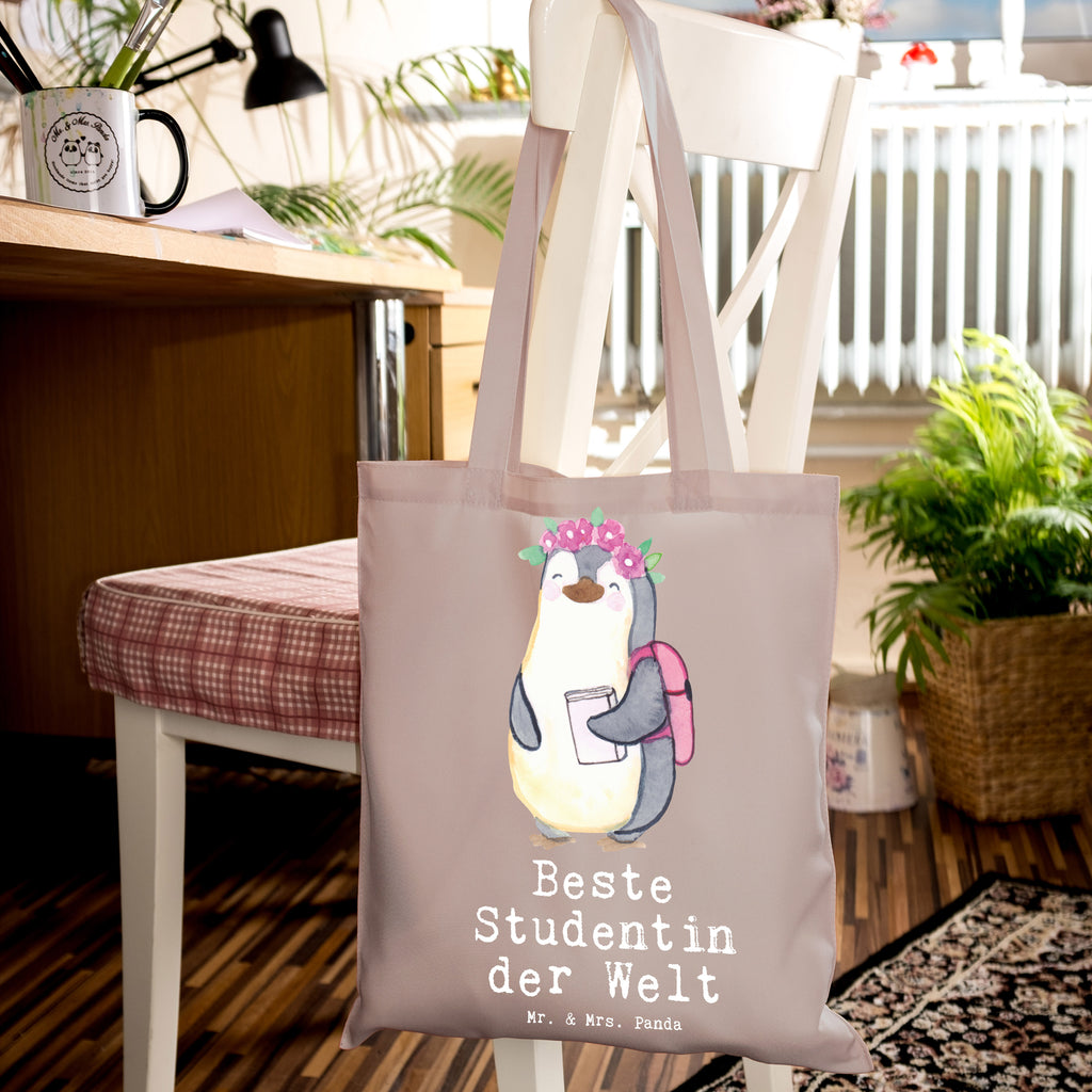 Tragetasche Pinguin Beste Studentin der Welt Beuteltasche, Beutel, Einkaufstasche, Jutebeutel, Stoffbeutel, Tasche, Shopper, Umhängetasche, Strandtasche, Schultertasche, Stofftasche, Tragetasche, Badetasche, Jutetasche, Einkaufstüte, Laptoptasche, für, Dankeschön, Geschenk, Schenken, Geburtstag, Geburtstagsgeschenk, Geschenkidee, Danke, Bedanken, Mitbringsel, Freude machen, Geschenktipp, Studentin, Studium, Tochter, Spaß, Musterschülerin, lustig, Studienabschluss, witzig, Universität, Abschluss, Alumni, Uni, Studenten, Hochschule