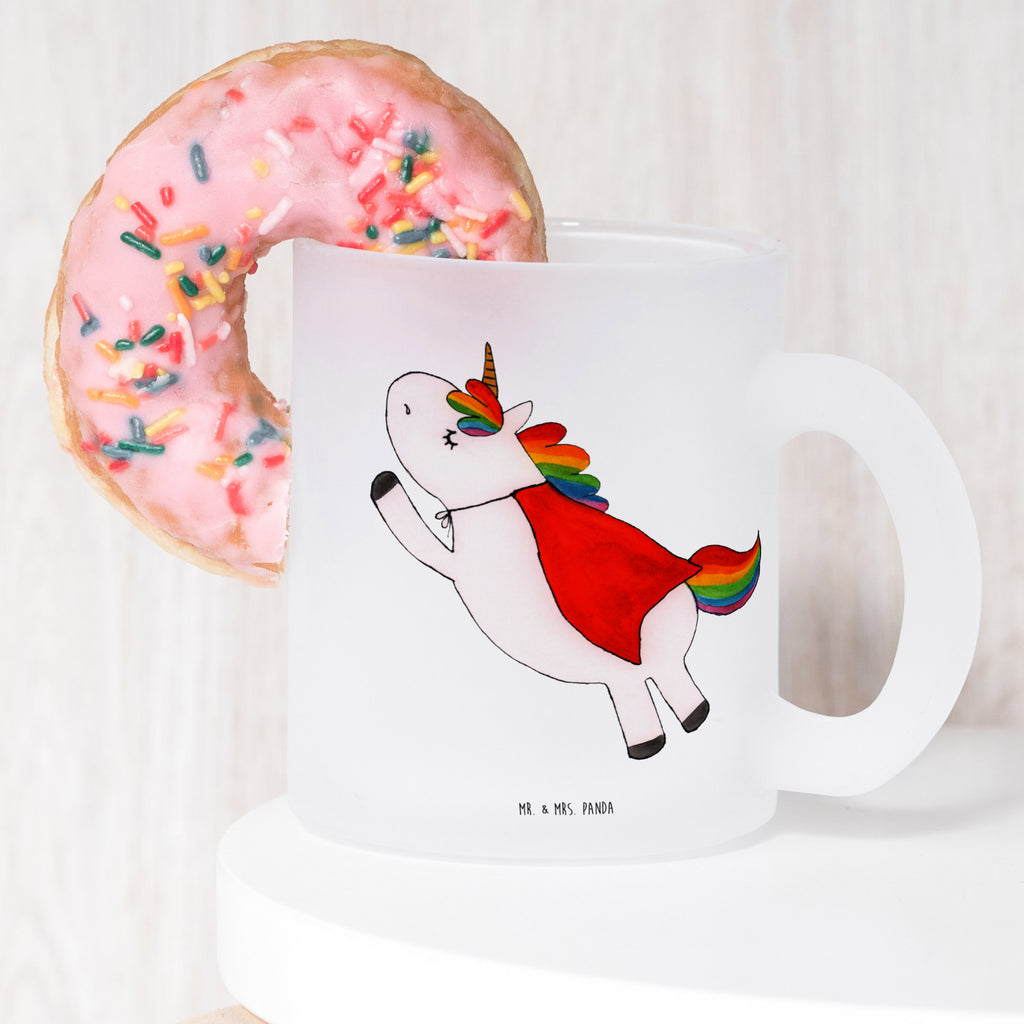 Teetasse Einhorn Super Teetasse, Teeglas, Teebecher, Tasse mit Henkel, Tasse, Glas Teetasse, Teetasse aus Glas, Einhorn, Einhörner, Einhorn Deko, Pegasus, Unicorn, Traummann, Superheld, Held, Freundin, Geschenk, Girl, Mädchen