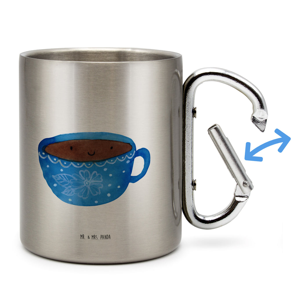 Edelstahlbecher Kaffee Tasse Edelstahltasse, Karabiner, Edelstahlbecher, Outdoor, Camping, Tasse, Becher, Tiermotive, Gute Laune, lustige Sprüche, Tiere, Kaffee, Liebe, Geschmack, Genuss, Glücklich