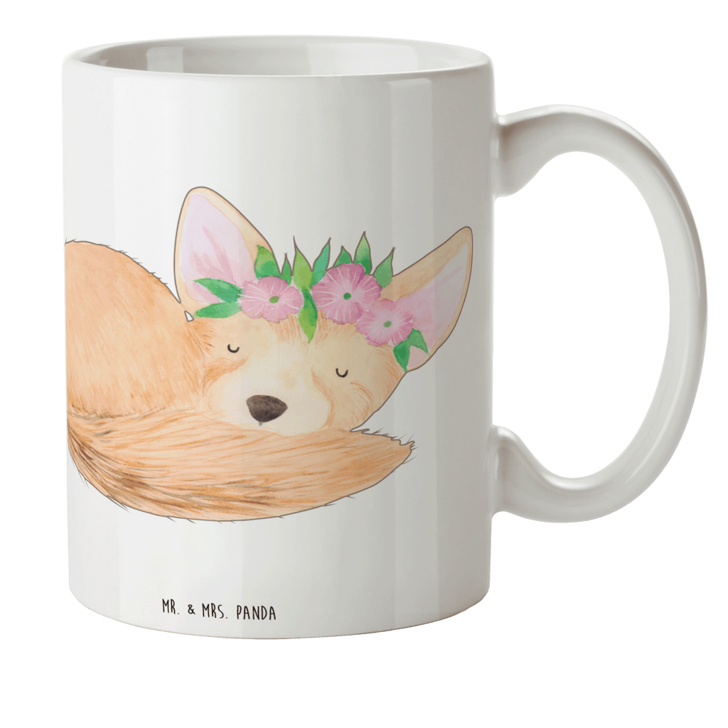 Kindertasse Wüstenfuchs Blumen Kindertasse, Kinder Tasse, Kunststoff Tasse, Kindergarten Tasse, Trinkbecher, Camping Becher, Kaffeetasse, Kunststoffbecher, Kindergartenbecher, Outdoorgeschirr, Kunststoffgeschirr, Reisebecher, Reisetasse, Kinderbecher, Bruchfeste Tasse, Bruchsichere Tasse, Plastik Tasse, Plastiktasse, Afrika, Wildtiere, Wüste, Wüstenfuchs, Blumen, Blumenkranz, Glücklich