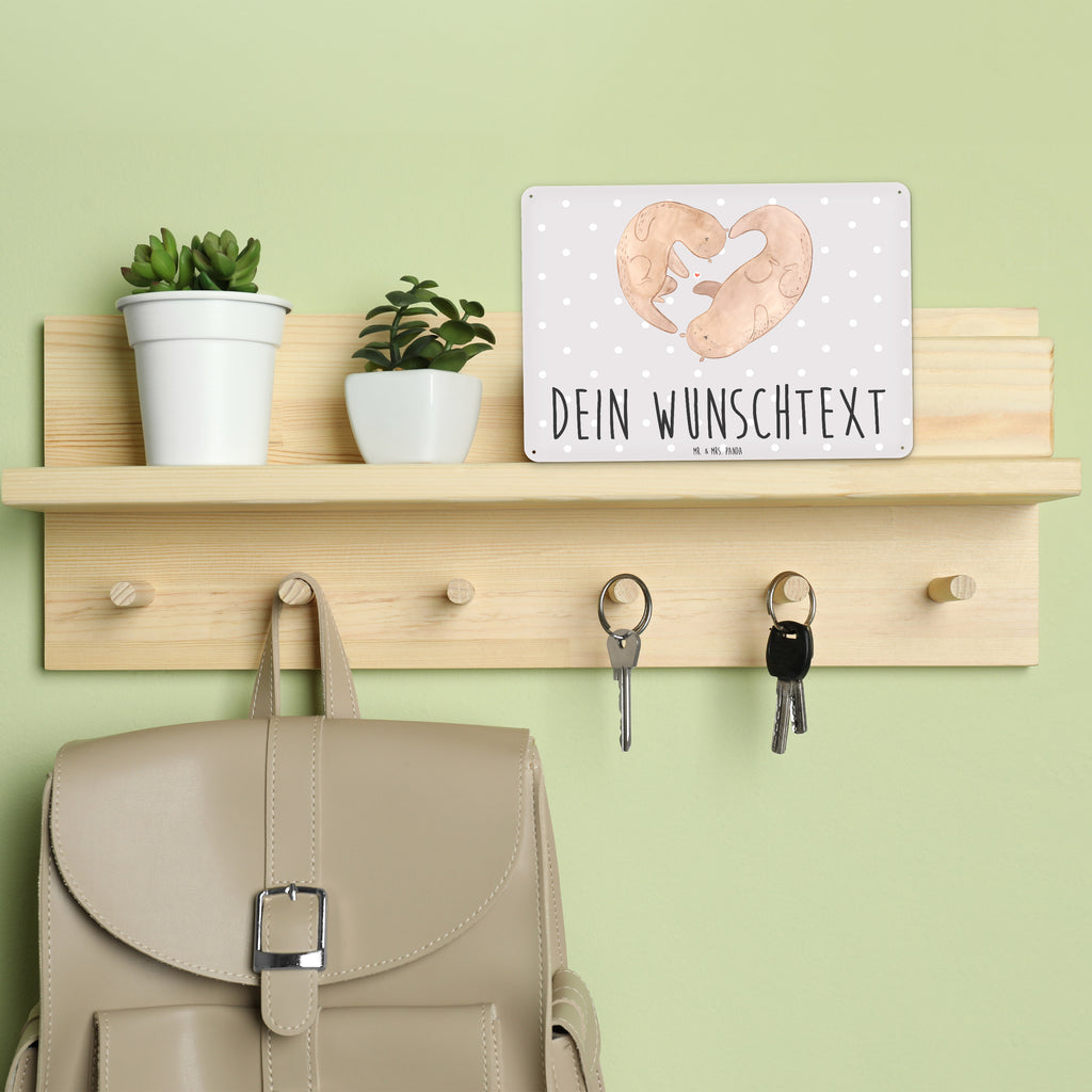 Personalisiertes Blechschild Otter Herz Blechschild, Metallschild, Geschenk Schild, Schild, Magnet-Metall-Schild, Deko Schild, Wandschild, Wand-Dekoration, Türschild, Otter, Fischotter, Seeotter, Liebe, Herz, Liebesbeweis, Liebesgeschenk, Bessere Hälfte, Love you, Jahrestag, Hochzeitstag, Verlobung, gemeinsames Leben