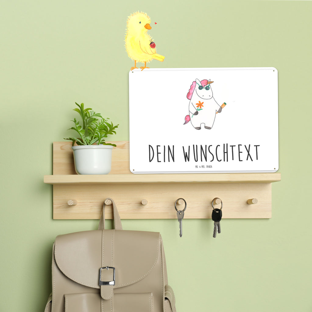 Personalisiertes Blechschild Einhorn Woodstock Blechschild, Metallschild, Geschenk Schild, Schild, Magnet-Metall-Schild, Deko Schild, Wandschild, Wand-Dekoration, Türschild, Einhorn, Einhörner, Einhorn Deko, Pegasus, Unicorn, Kiffen, Joint, Zigarette, Alkohol, Party, Spaß. lustig, witzig, Woodstock