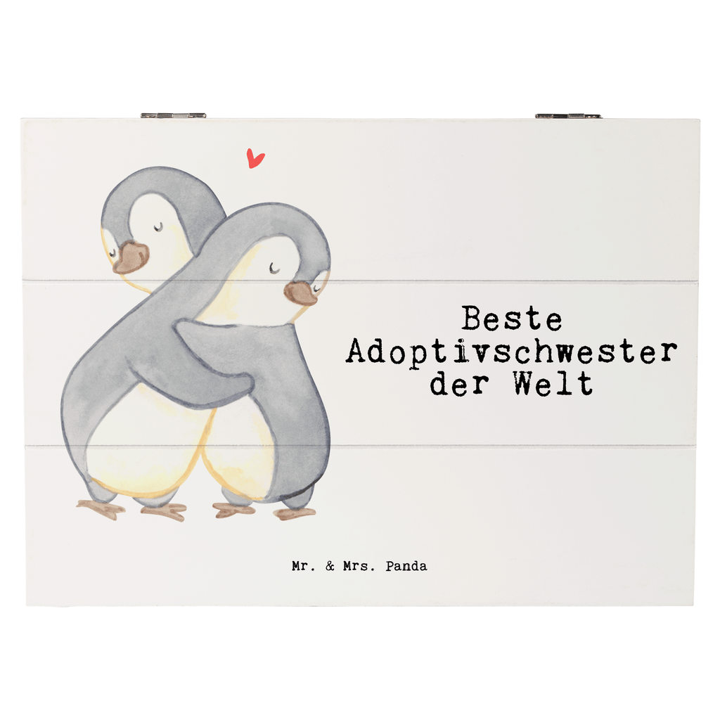 Holzkiste Pinguin Beste Adoptivschwester der Welt Holzkiste, Kiste, Schatzkiste, Truhe, Schatulle, XXL, Erinnerungsbox, Erinnerungskiste, Dekokiste, Aufbewahrungsbox, Geschenkbox, Geschenkdose, für, Dankeschön, Geschenk, Schenken, Geburtstag, Geburtstagsgeschenk, Geschenkidee, Danke, Bedanken, Mitbringsel, Freude machen, Geschenktipp, Adoptivschwester, Adoptiv, adoptiert, Schwester, Geschwister, Schwesterherz, Sister, Familie, Kleinigkeit, Beste, Tochter