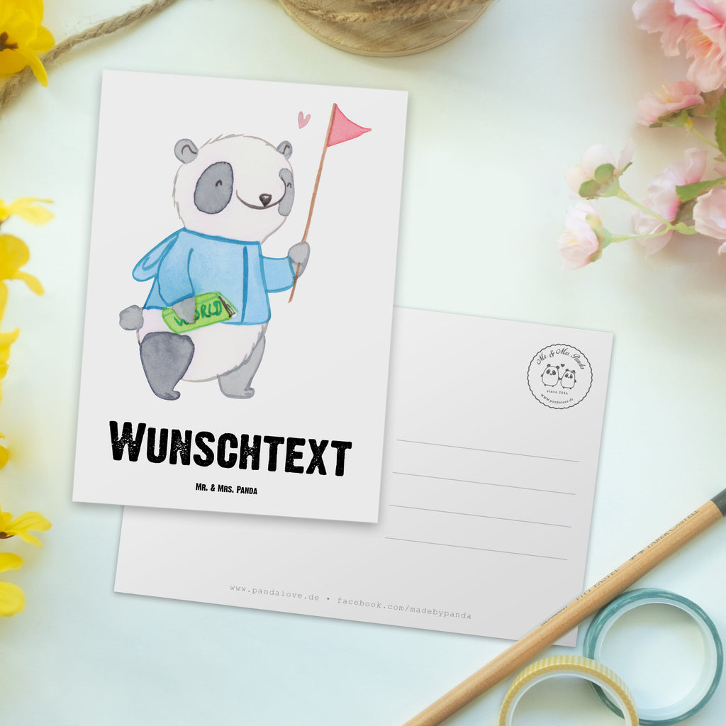 Personalisierte Postkarte Reiseleiter mit Herz Postkarte mit Namen, Postkarte bedrucken, Postkarte mit Wunschtext, Postkarte personalisierbar, Geschenkkarte mit Namen, Grußkarte mit Namen, Karte mit Namen, Einladung mit Namen, Ansichtskarte mit Namen, Geschenkkarte mit Wunschtext, Grußkarte mit Wunschtext, Karte mit Wunschtext, Einladung mit Wunschtext, Ansichtskarte mit Wunschtext, Beruf, Ausbildung, Jubiläum, Abschied, Rente, Kollege, Kollegin, Geschenk, Schenken, Arbeitskollege, Mitarbeiter, Firma, Danke, Dankeschön