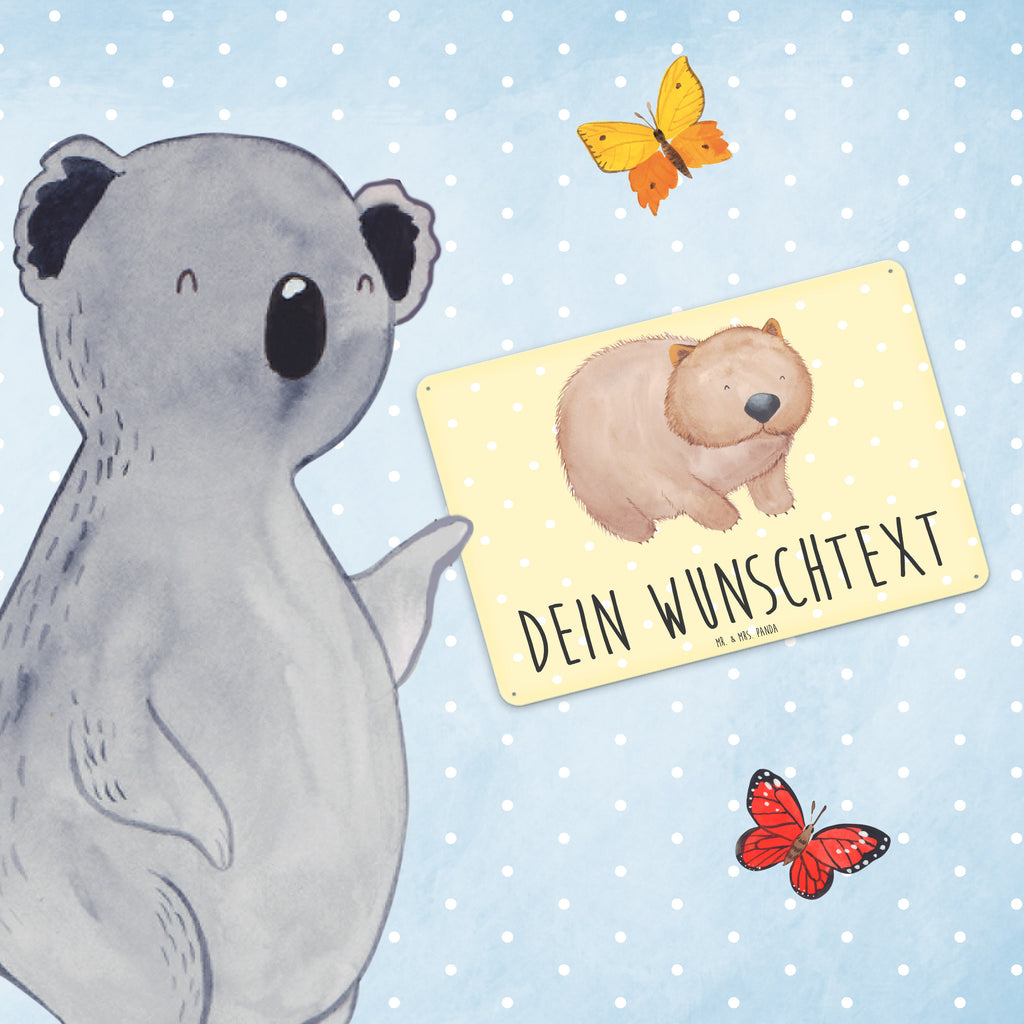 Personalisiertes Blechschild Wombat Blechschild, Metallschild, Geschenk Schild, Schild, Magnet-Metall-Schild, Deko Schild, Wandschild, Wand-Dekoration, Türschild, Tiermotive, Gute Laune, lustige Sprüche, Tiere, Wombat, Das Leben ist schön, Motivation, Spruch, Australien