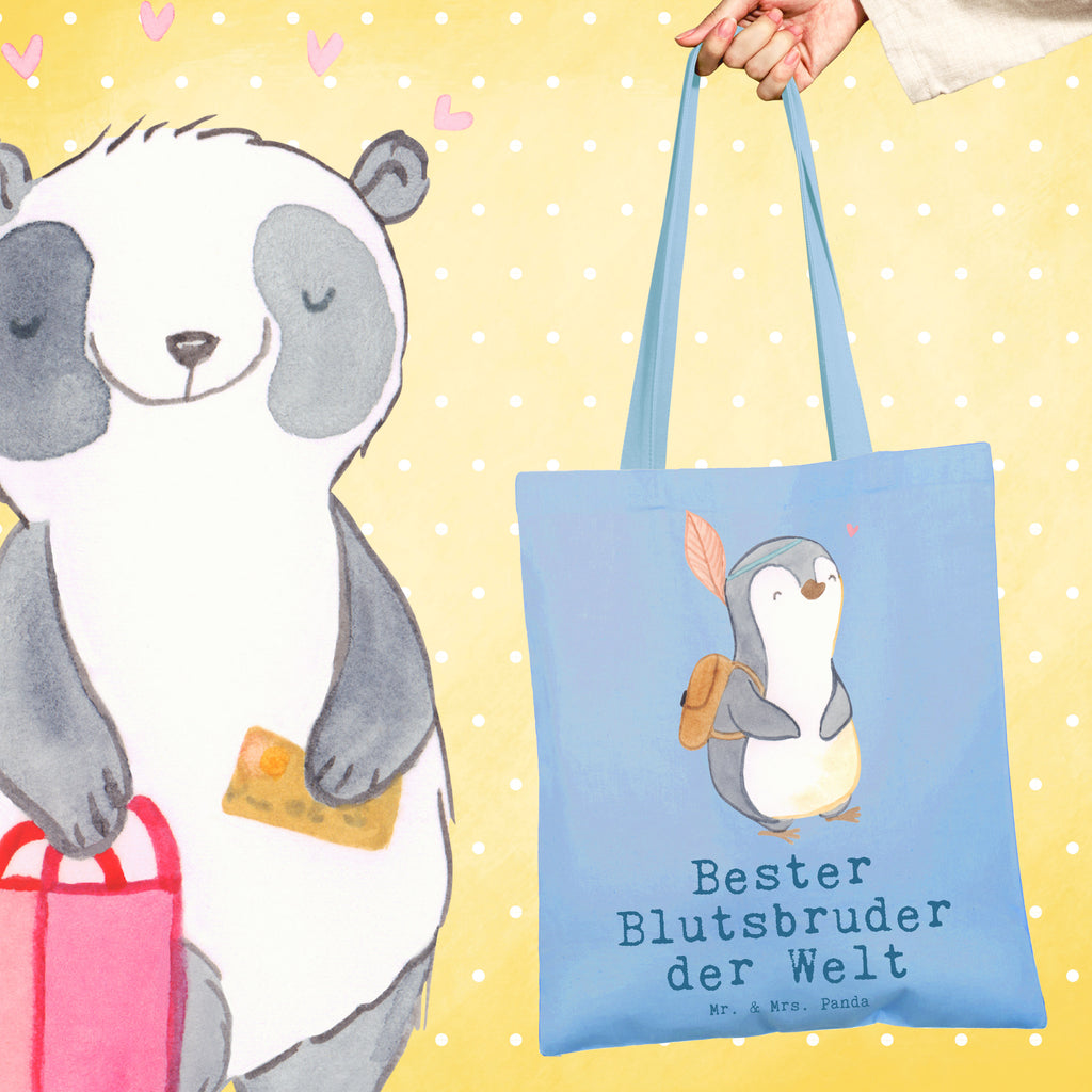 Tragetasche Pinguin Bester Blutsbruder der Welt Beuteltasche, Beutel, Einkaufstasche, Jutebeutel, Stoffbeutel, für, Dankeschön, Geschenk, Schenken, Geburtstag, Geburtstagsgeschenk, Geschenkidee, Danke, Bedanken, Mitbringsel, Freude machen, Geschenktipp, Abteilungsleiter, Leiter, Geschäftsführer, Vorgesetzter, Kollege, Arbeit, Büro, Abschiedsgeschenk, Ruhestand, Abschied, Chef