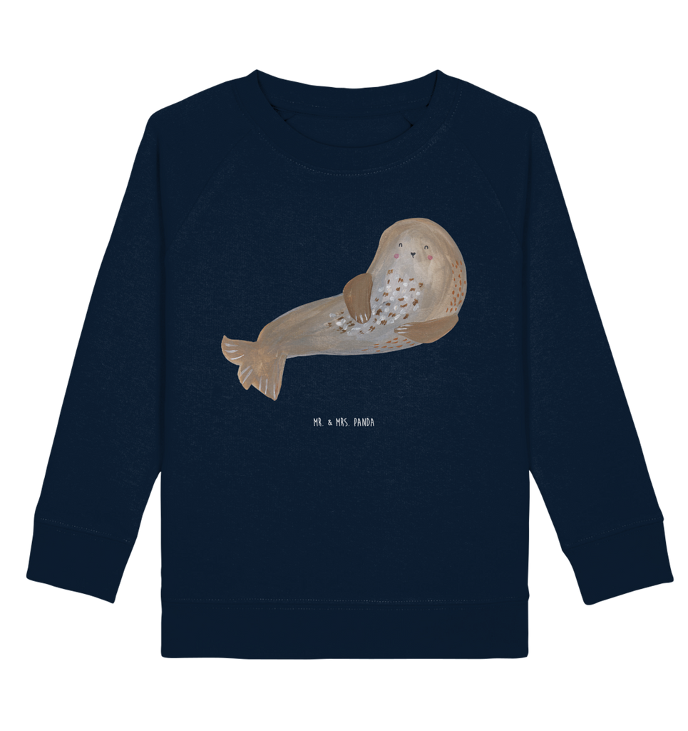 Organic Kinder Pullover Robbe lachend Kinder Pullover, Kinder Sweatshirt, Jungen, Mädchen, Tiermotive, Gute Laune, lustige Sprüche, Tiere, Robbe, Robben, Seehund, Strand, Meerestier, Ostsee, Nordsee