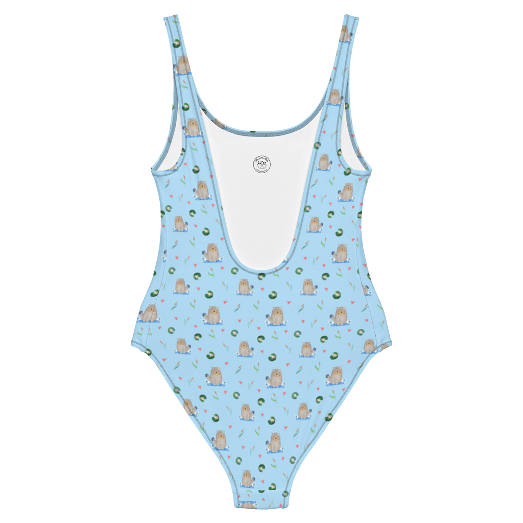 Badeanzug Otter Stein Muster Badebekleidung, Bademode, Badeanzug, Swimsuit, Rückenfreier Badeanzug, Luxus-Bademode, Otter, Fischotter, Seeotter, Otter Seeotter See Otter