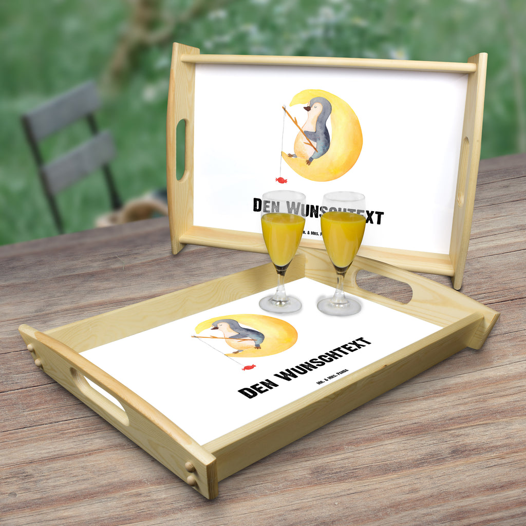 Personalisiertes Serviertablett Pinguin Mond Personalisiertes Serviertablett, Personalisiertes Tablett, Personalisiertes Holztablett, Personalisiertes Küchentablett, Personalisiertes Dekotablett, Personalisiertes Frühstückstablett, Serviertablett mit Namen, Tablett mit Namen, Pinguin, Pinguine, Spruch, schlafen, Nachtruhe, Einschlafen, Schlafzimmer, Schlafstörungen, Gästezimmer