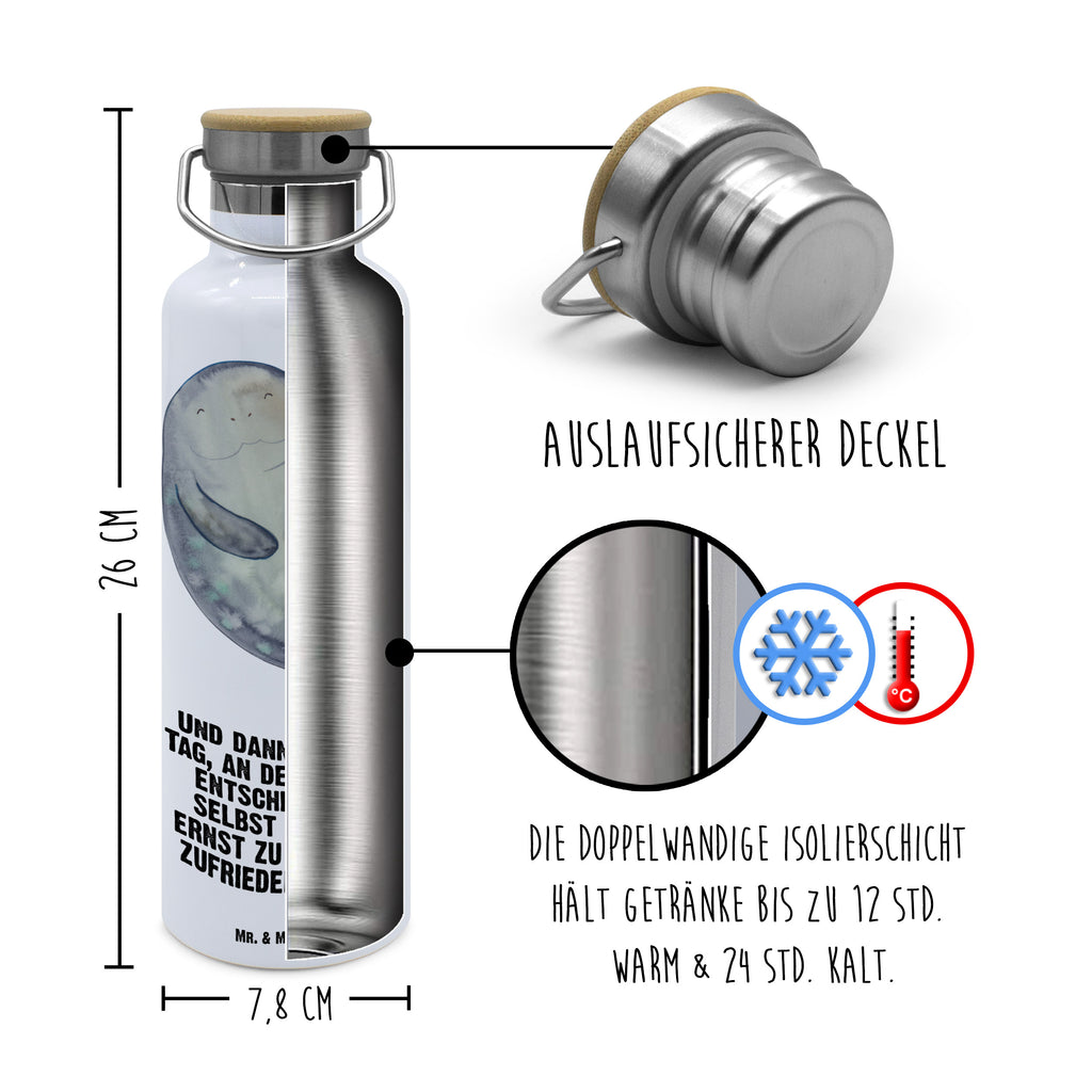 Trinkflasche Seekuh Happy Thermosflasche, Isolierflasche, Edelstahl, Trinkflasche, isoliert, Wamrhaltefunktion, Sportflasche, Flasche zum Sport, Sportlerflasche, Meerestiere, Meer, Urlaub, Seekuh, Seekühe, Selbstliebe, Respekt, Neuanfang, Neustart, Achtsamkeit, Zufrieden, Liebeskummer, Freundin