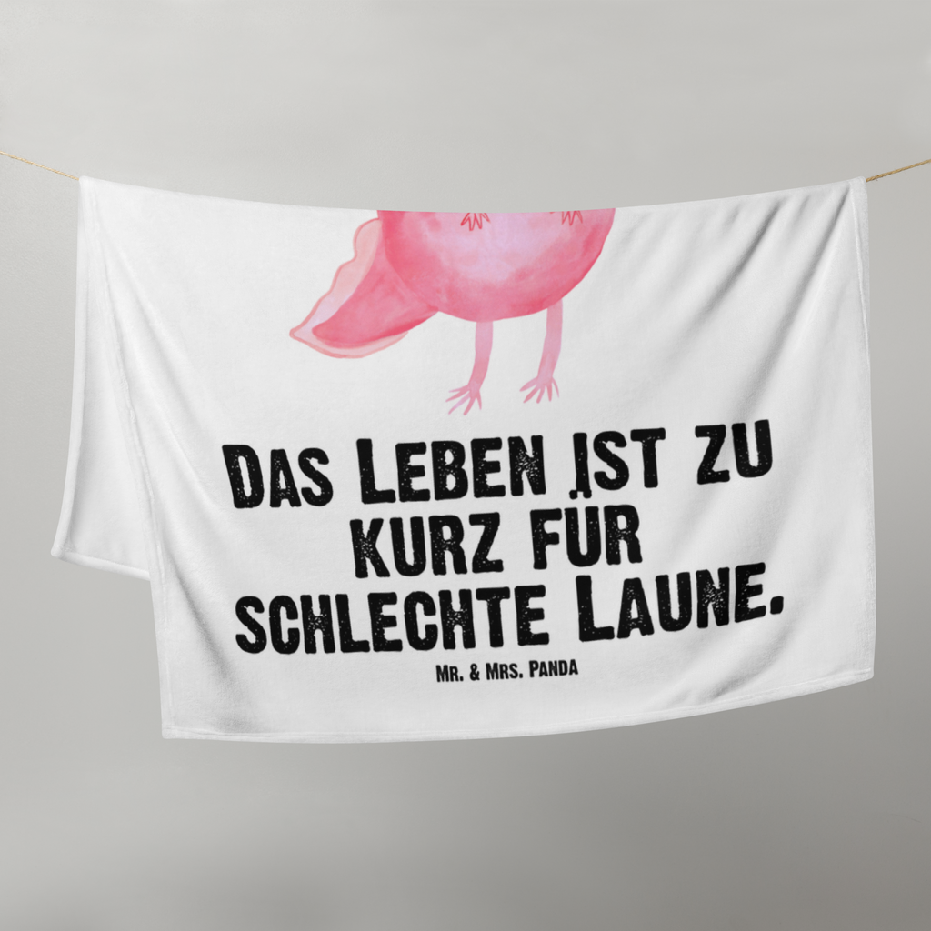 Babydecke Axolotl Glücklich Babydecke, Babygeschenk, Geschenk Geburt, Babyecke Kuscheldecke, Krabbeldecke, Axolotl, Molch, Axolot, Schwanzlurch, Lurch, Lurche, Motivation, gute Laune