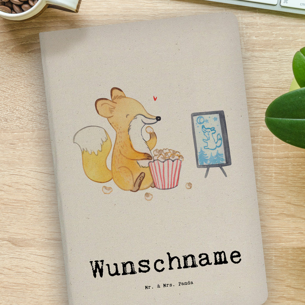 DIN A4 Personalisiertes Notizbuch Fuchs Filme gucken Personalisiertes Notizbuch, Notizbuch mit Namen, Notizbuch bedrucken, Personalisierung, Namensbuch, Namen, Geschenk, Sport, Sportart, Hobby, Schenken, Danke, Dankeschön, Auszeichnung, Gewinn, Sportler, Filmabend, Filme gucken, TV, Fernsehen, Kino