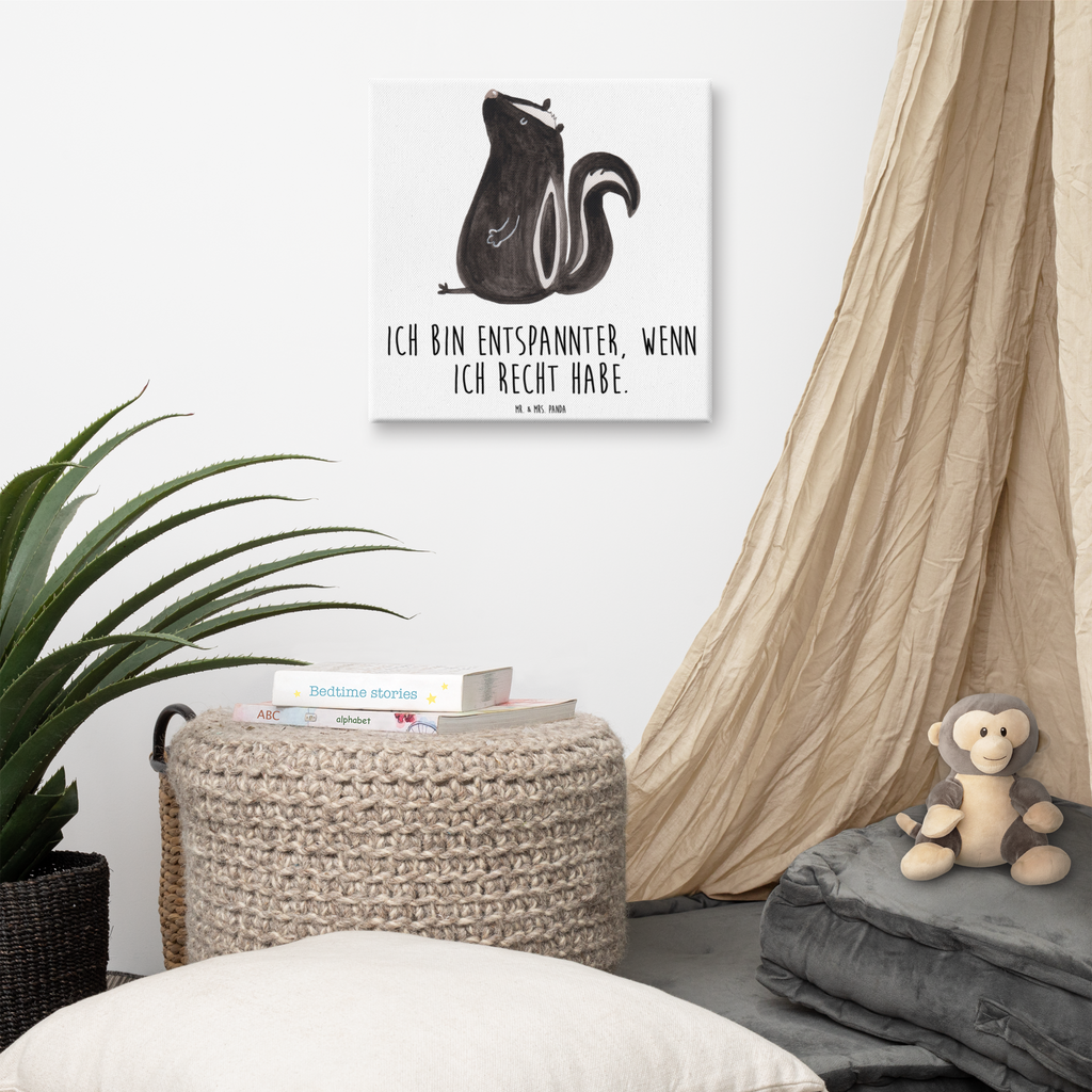 Leinwand Bild Stinktier Sitzen Leinwand, Bild, Kunstdruck, Wanddeko, Dekoration, Stinktier, Skunk, Wildtier, Raubtier, Stinker, Stinki, Spruch, Büro, Recht, Besserwisser