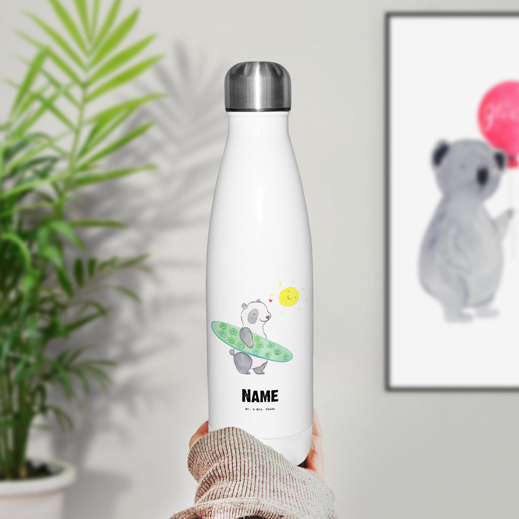 Personalisierte Thermosflasche Panda Surfen Personalisierte Isolierflasche, Personalisierte Thermoflasche, Personalisierte Trinkflasche, Trinkflasche Mit Namen, Wunschname, Bedrucken, Namensflasche, Geschenk, Sport, Sportart, Hobby, Schenken, Danke, Dankeschön, Auszeichnung, Gewinn, Sportler, Wellenreiten, Surfen, Surfschule