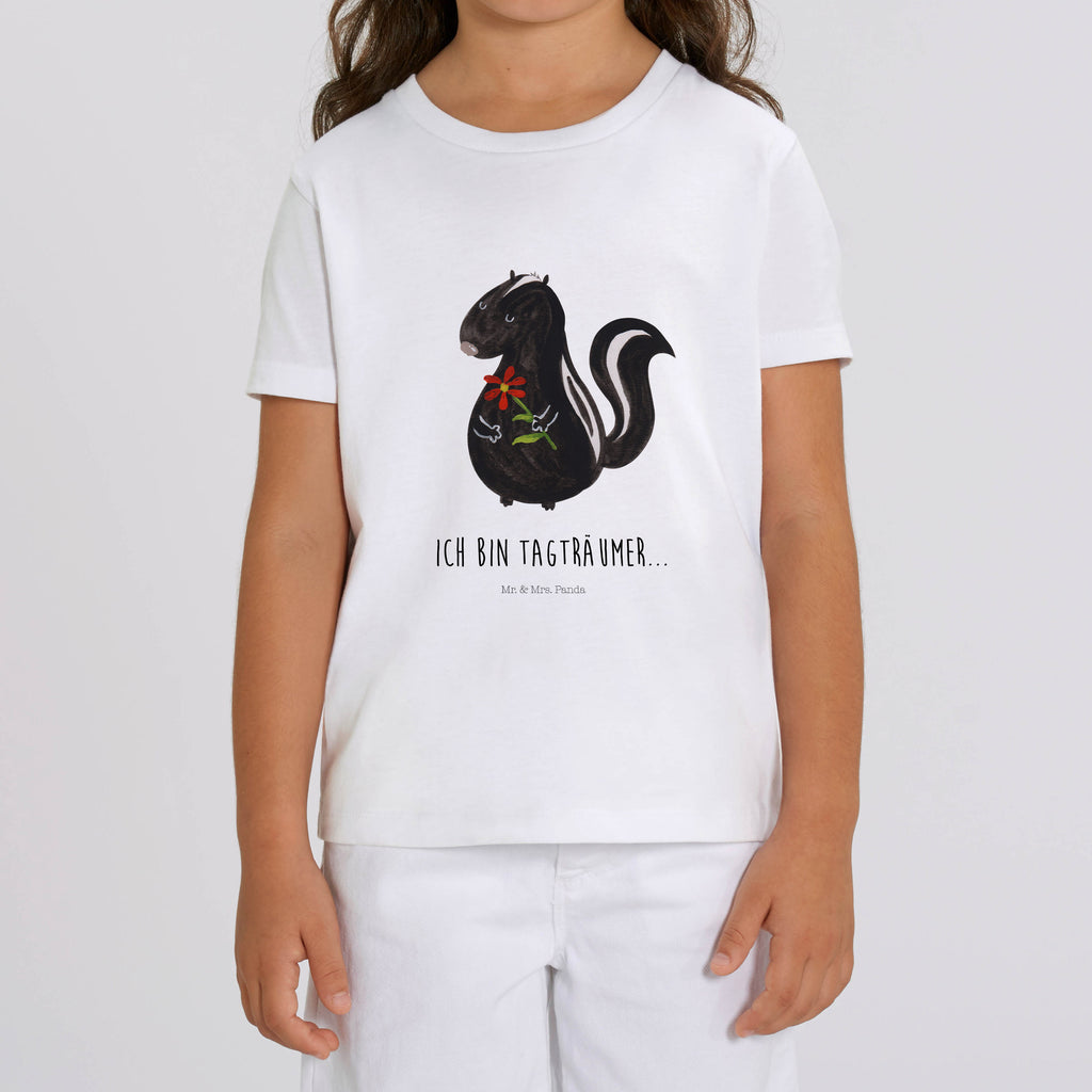 Organic Kinder T-Shirt Stinktier Blume Kinder T-Shirt, Kinder T-Shirt Mädchen, Kinder T-Shirt Jungen, Stinktier, Skunk, Wildtier, Raubtier, Stinker, Stinki, Tagträumer, verträumt, Dreams, Träume