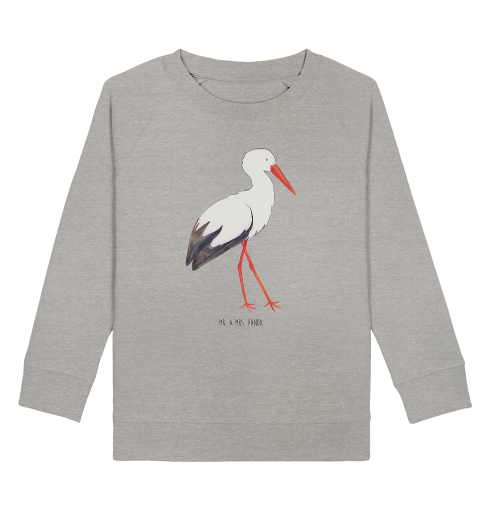 Organic Kinder Pullover Storch Kinder Pullover, Kinder Sweatshirt, Jungen, Mädchen, Tiermotive, Gute Laune, lustige Sprüche, Tiere, Storch, Störche, Schwangerschaft, Geburt, Mutter, Mütter, Mutter werden, Schwanger, Babybauch, Baby