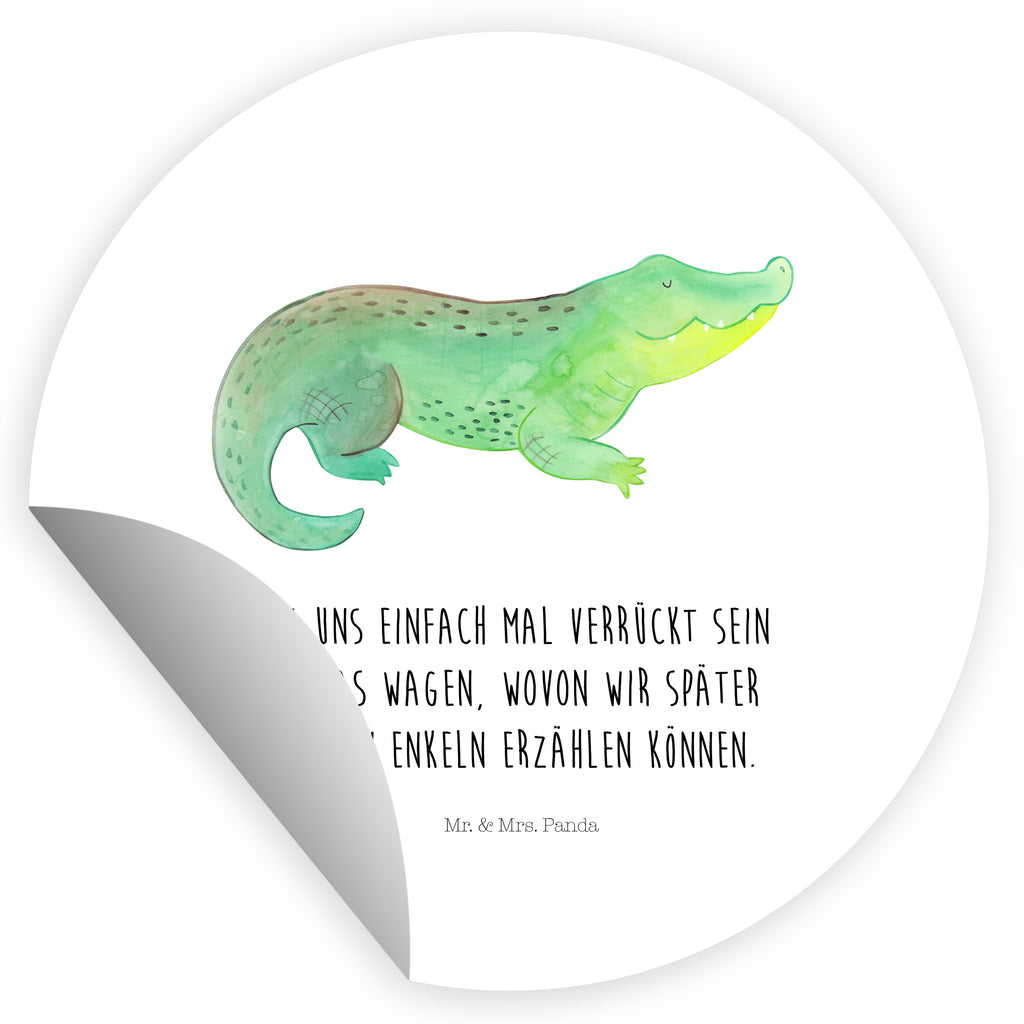 Rund Aufkleber Krokodil Sticker, Aufkleber, Etikett, Kinder, rund, Meerestiere, Meer, Urlaub, Krokodil, Krokodile, verrückt sein, spontan sein, Abenteuerlust, Reiselust, Freundin, beste Freundin, Lieblingsmensch