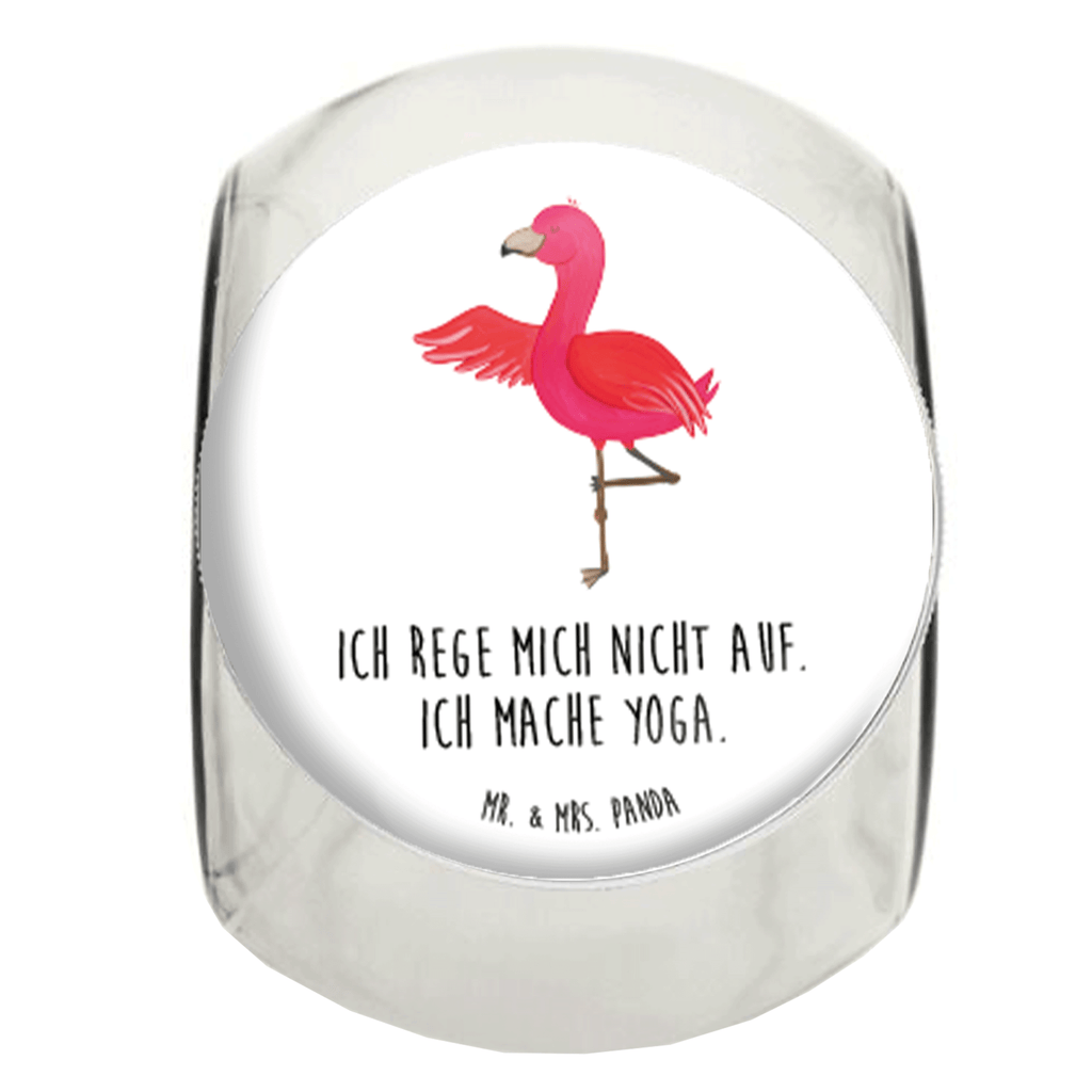 Bonbonglas Flamingo Yoga Vorratsdose, Vorratsbehälter, Süßigkeitenglas, Süßigkeitendose, Kaffeedose, Müslidose, Teedose, Keksbehälter, Keksedose, Glasdose, Glasbälter, Vorratsglas, Küchenbehälter, Aufbewahrungsdose, Aufbewahungsglas, Gewürzdose, Küchenorganizer, Snackdose, Flamingo, Vogel, Yoga, Namaste, Achtsamkeit, Yoga-Übung, Entspannung, Ärger, Aufregen, Tiefenentspannung