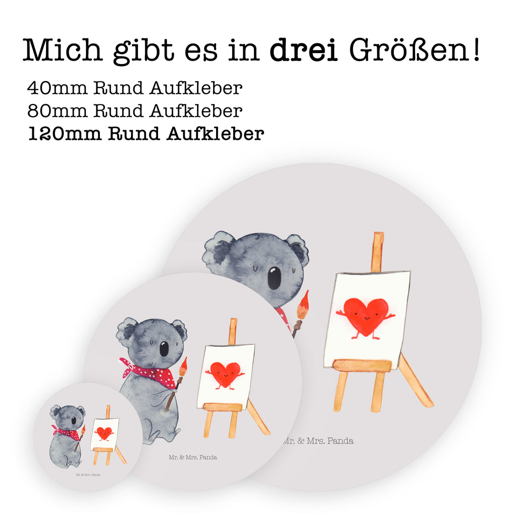 Rund Aufkleber Koala Künstler Sticker, Aufkleber, Etikett, Koala, Koalabär, Liebe, Liebensbeweis, Liebesgeschenk, Gefühle, Künstler, zeichnen