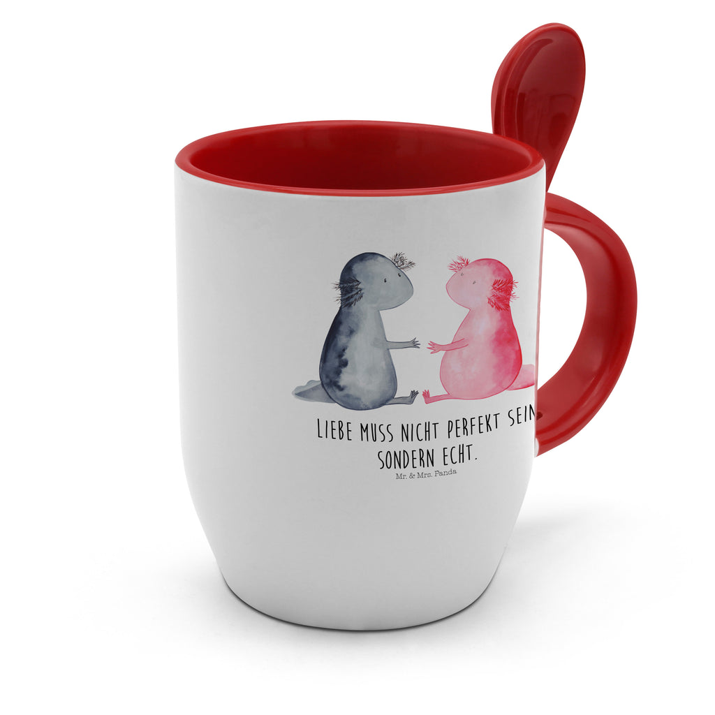 Tasse mit Löffel Axolotl Liebe Tasse, Kaffeetasse, Tassen, Tasse mit Spruch, Kaffeebecher, Tasse mit Löffel, Axolotl, Molch, Axolot, Schwanzlurch, Lurch, Lurche, Liebe, große Liebe, Liebesbeweis, Freund, Verlobter, Ehemann, Jahrestag, Valentinstag