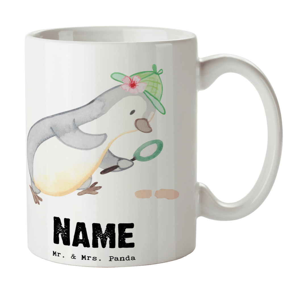 Personalisierte Tasse Detektivin mit Herz Personalisierte Tasse, Namenstasse, Wunschname, Personalisiert, Tasse, Namen, Drucken, Tasse mit Namen, Beruf, Ausbildung, Jubiläum, Abschied, Rente, Kollege, Kollegin, Geschenk, Schenken, Arbeitskollege, Mitarbeiter, Firma, Danke, Dankeschön, Detektivin, Ermittlerin, Agentin, Privatdetektei, Berufsdetektivin, Wirtschaftsdetektei, Detektivausbildung, Spurensuche