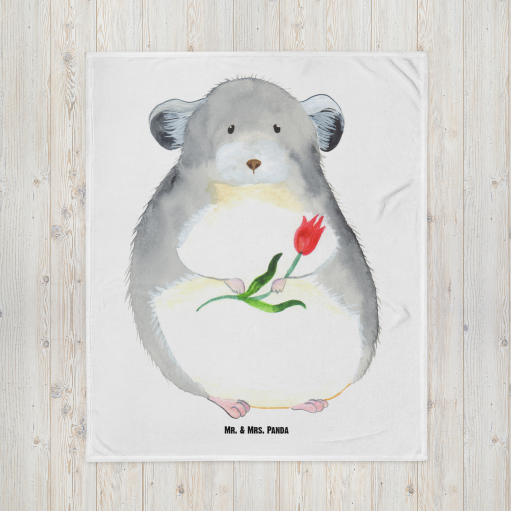 Babydecke Chinchilla mit Blume Babydecke, Babygeschenk, Geschenk Geburt, Babyecke Kuscheldecke, Krabbeldecke, Tiermotive, Gute Laune, lustige Sprüche, Tiere, Chinchilla, Chinchillas, Liebeskummer, Kummer, Depressionen, traurig sein, Chaos, Glücklichsein, Büro, Büroalltag