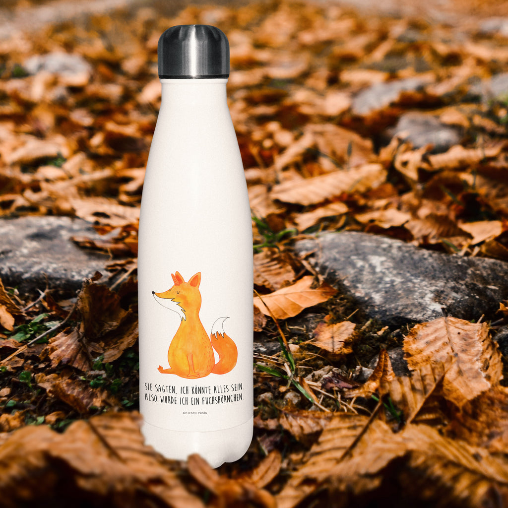 Thermosflasche Fuchshörnchen Wunsch Isolierflasche, Thermoflasche, Trinkflasche, Thermos, Edelstahl, Einhorn, Einhörner, Einhorn Deko, Pegasus, Unicorn, Fuchs, Unicorns, Fuchshörnchen, Fuchshorn, Foxycorn, Füchse