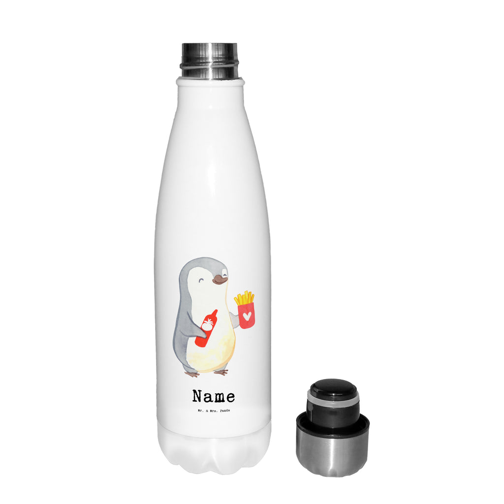 Personalisierte Thermosflasche Imbissverkäufer mit Herz Personalisierte Isolierflasche, Personalisierte Thermoflasche, Personalisierte Trinkflasche, Trinkflasche Mit Namen, Wunschname, Bedrucken, Namensflasche, Beruf, Ausbildung, Jubiläum, Abschied, Rente, Kollege, Kollegin, Geschenk, Schenken, Arbeitskollege, Mitarbeiter, Firma, Danke, Dankeschön, Imbissbesitzer, Imbissverkäufer, Pommesverkäufer, Pommesliebe