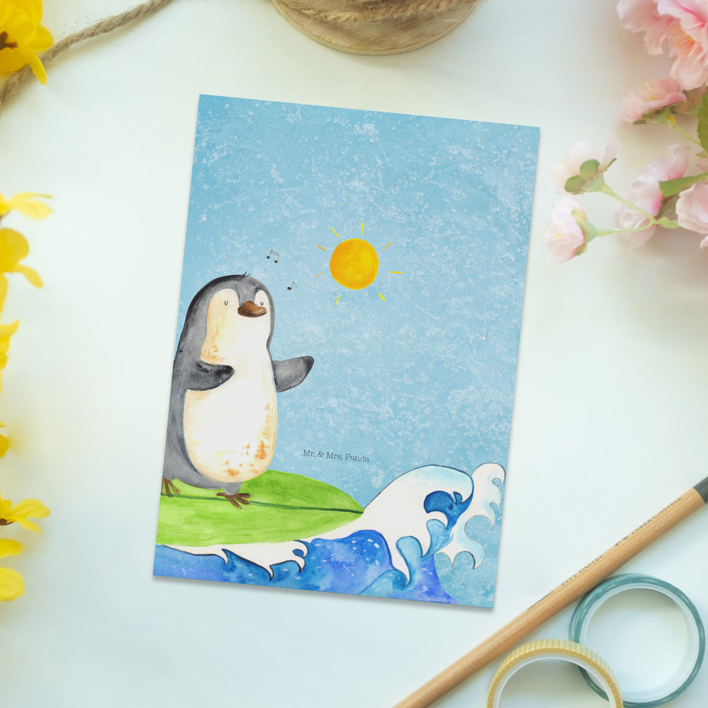 Postkarte Pinguin Surfer Postkarte, Karte, Geschenkkarte, Grußkarte, Einladung, Ansichtskarte, Geburtstagskarte, Einladungskarte, Dankeskarte, Ansichtskarten, Einladung Geburtstag, Einladungskarten Geburtstag, Pinguin, Pinguine, surfen, Surfer, Hawaii, Urlaub, Wellen, Wellen reiten, Portugal