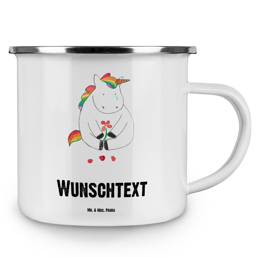 Personalisierte Emaille Tasse Einhorn Traurig Emaille Tasse personalisiert, Emaille Tasse mit Namen, Campingtasse personalisiert, Namenstasse, Campingtasse bedrucken, Campinggeschirr personalsisert, tasse mit namen, personalisierte tassen, personalisierte tasse, tasse selbst gestalten, tasse bedrucken, tassen bedrucken, Einhorn, Einhörner, Einhorn Deko, Pegasus, Unicorn, Glitzer, Trösten. Freundschaft, Freunde, Liebe, Trauer, Grußkarte, Blume