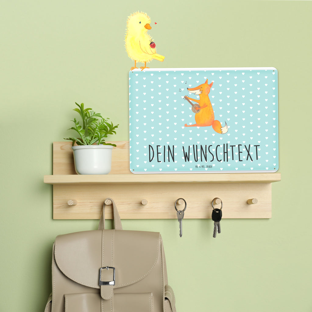 Personalisiertes Blechschild Fuchs Gitarre Blechschild, Metallschild, Geschenk Schild, Schild, Magnet-Metall-Schild, Deko Schild, Wandschild, Wand-Dekoration, Türschild, Fuchs, Füchse, Geschenk Musiker, Musik Spruch, Musikerin, Sänger, Sängerin, Gitarre