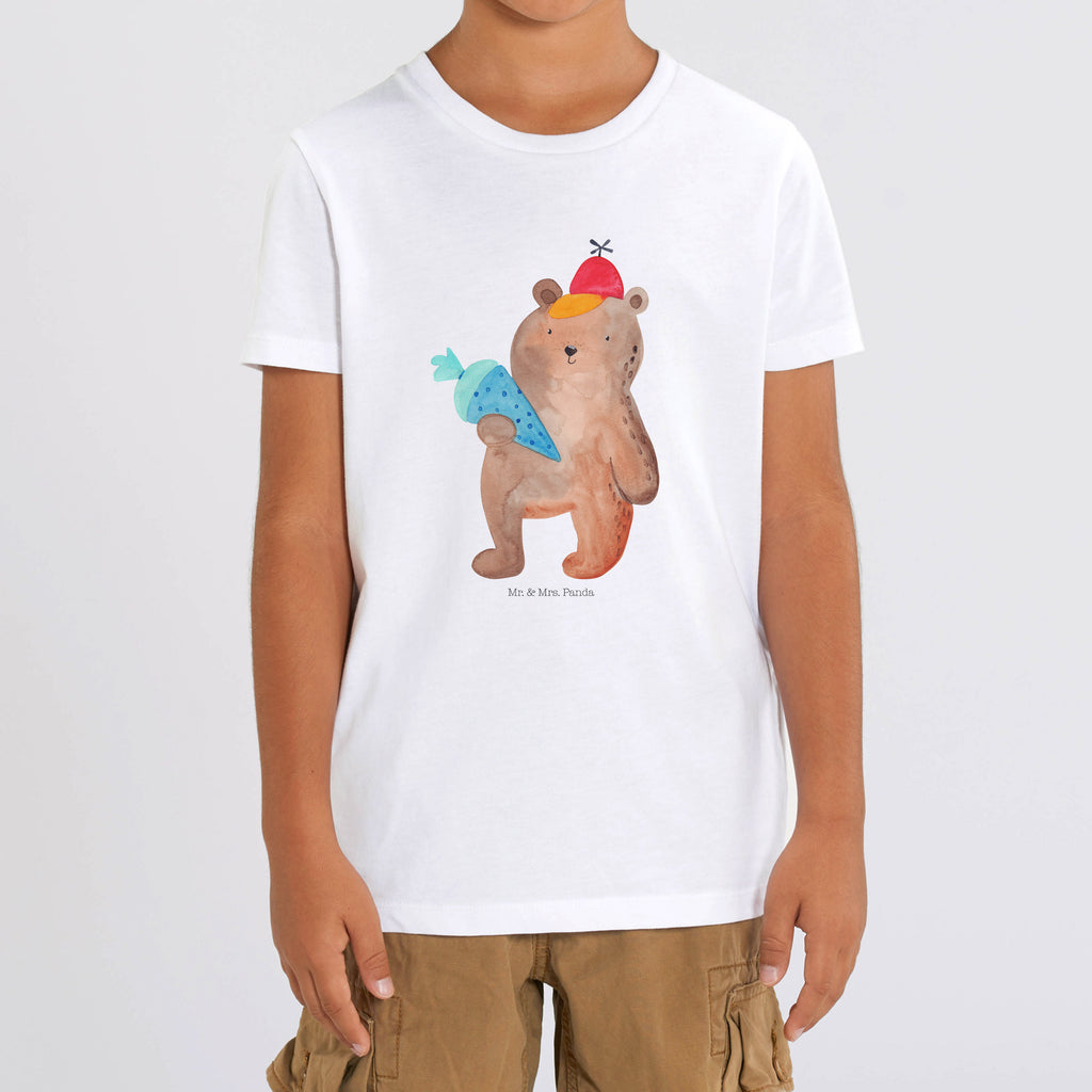 Organic Kinder T-Shirt Bär Schultüte Kinder T-Shirt, Kinder T-Shirt Mädchen, Kinder T-Shirt Jungen, Bär, Teddy, Teddybär, Bär Motiv, Schultüte, Erster Schultag Geschenk, Einschulung Geschenk, Schule Geschenk, Grundschule, Schulanfang, Schulbeginn