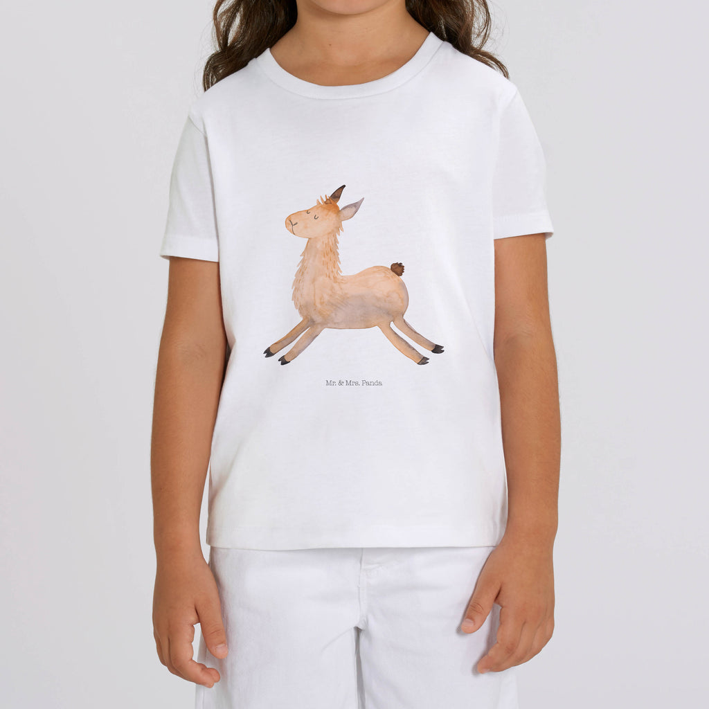 Organic Kinder T-Shirt Lama Springen Kinder T-Shirt, Kinder T-Shirt Mädchen, Kinder T-Shirt Jungen, Lama, Alpaka, Lamas, Lieblingstag, Happy day, fröhlich, Glück, Freundin, Liebeskummer, Neustart, guten Morgen, Start, Prüfung, Abitur