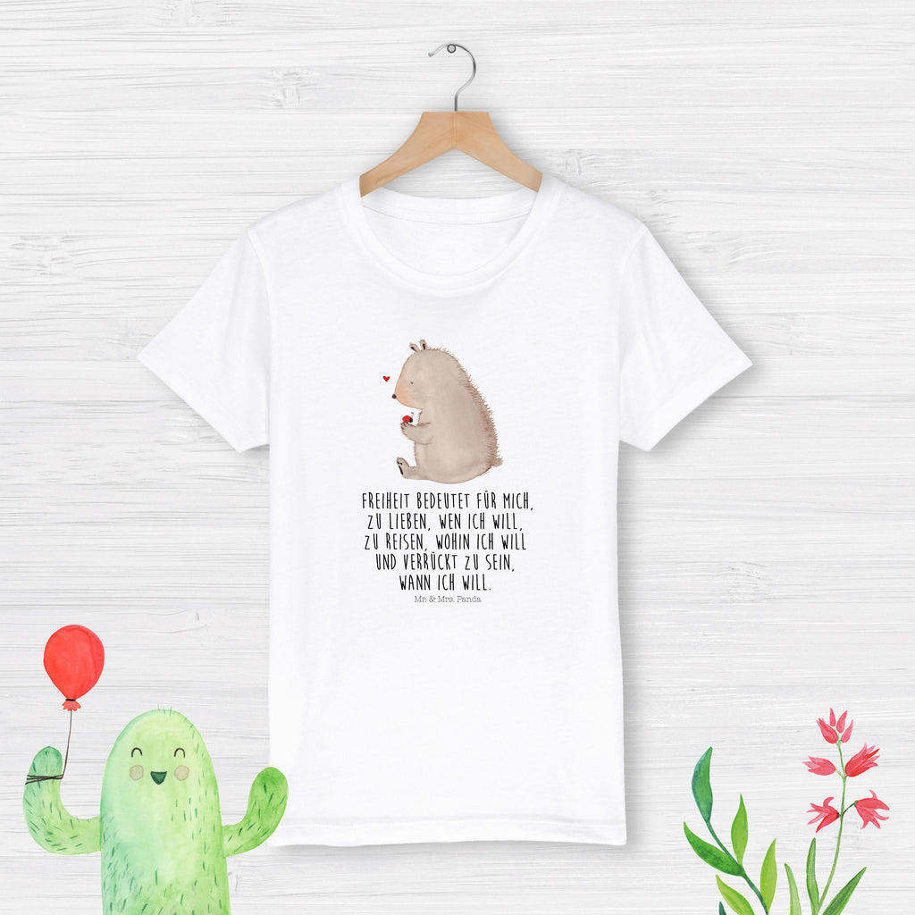 Organic Kinder T-Shirt Bär Marienkäfer Kinder T-Shirt, Kinder T-Shirt Mädchen, Kinder T-Shirt Jungen, Bär, Teddy, Teddybär, Marienkäfer, Liebe, Freiheit, Motivation, Das Leben ist schön