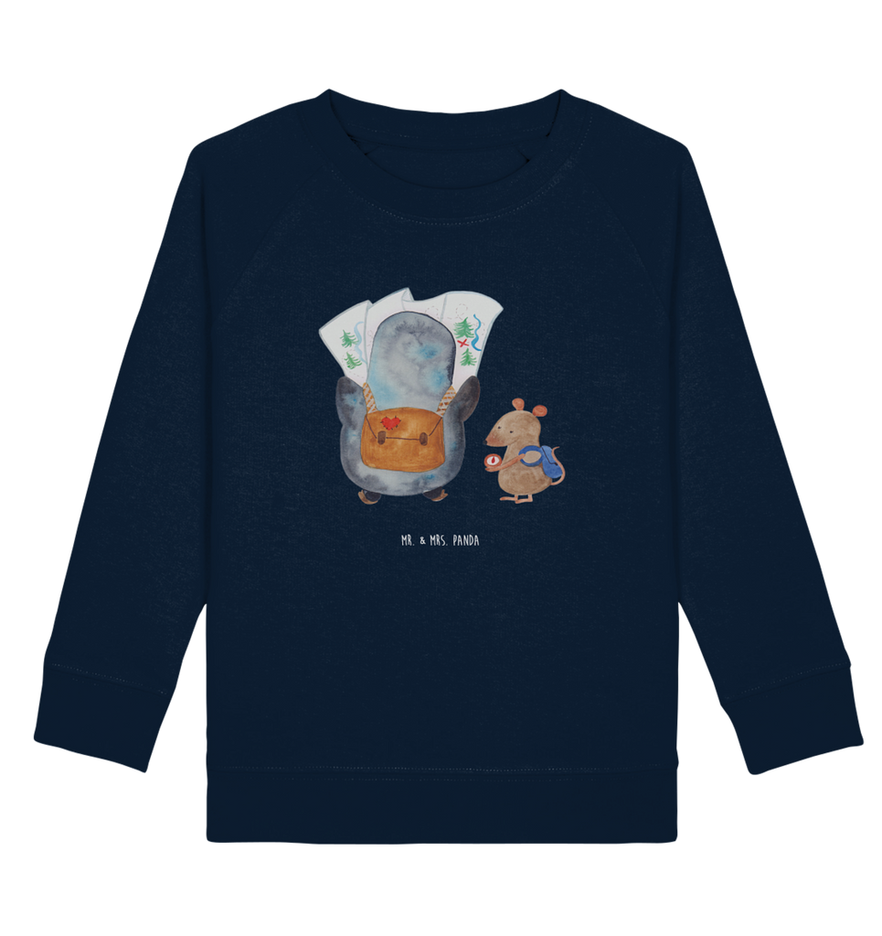 Organic Kinder Pullover Pinguin & Maus Wanderer Kinder Pullover, Kinder Sweatshirt, Jungen, Mädchen, Pinguin, Pinguine, Abenteurer, Abenteuer, Roadtrip, Ausflug, Wanderlust, wandern