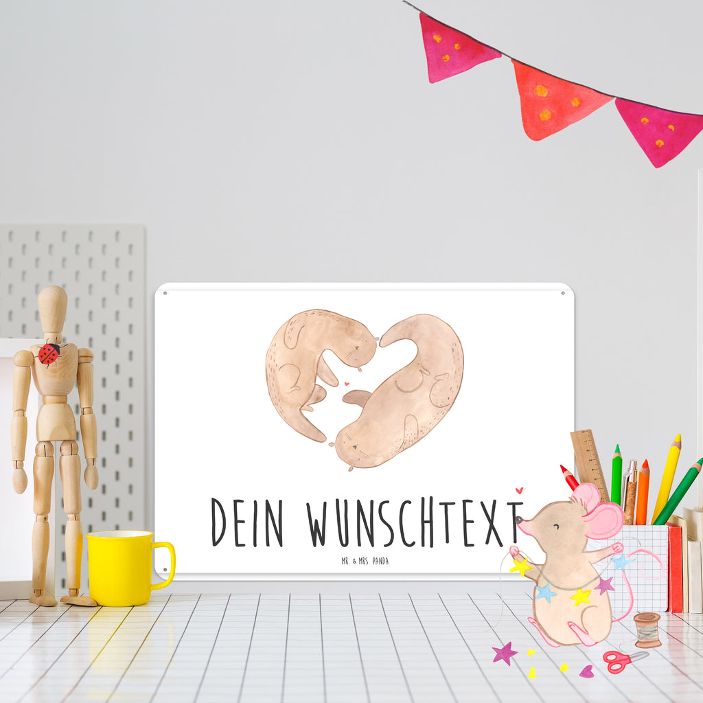 Personalisiertes Blechschild Otter Herz Blechschild, Metallschild, Geschenk Schild, Schild, Magnet-Metall-Schild, Deko Schild, Wandschild, Wand-Dekoration, Türschild, Otter, Fischotter, Seeotter, Liebe, Herz, Liebesbeweis, Liebesgeschenk, Bessere Hälfte, Love you, Jahrestag, Hochzeitstag, Verlobung, gemeinsames Leben