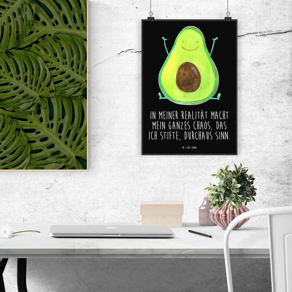 Poster Avocado Happy Poster, Wandposter, Bild, Wanddeko, Küchenposter, Kinderposter, Wanddeko Bild, Raumdekoration, Wanddekoration, Handgemaltes Poster, Mr. & Mrs. Panda Poster, Designposter, Kunstdruck, Posterdruck, Avocado, Veggie, Vegan, Gesund, Chaos