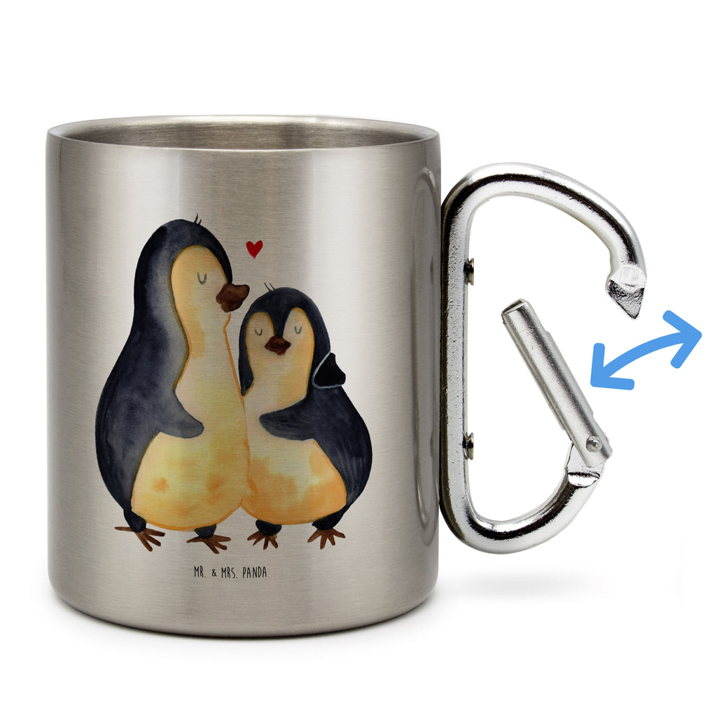 Edelstahlbecher Pinguin umarmend Edelstahltasse, Karabiner, Edelstahlbecher, Outdoor, Camping, Tasse, Becher, Pinguin, Liebe, Liebespaar, Liebesbeweis, Liebesgeschenk, Verlobung, Jahrestag, Hochzeitstag, Hochzeit, Hochzeitsgeschenk